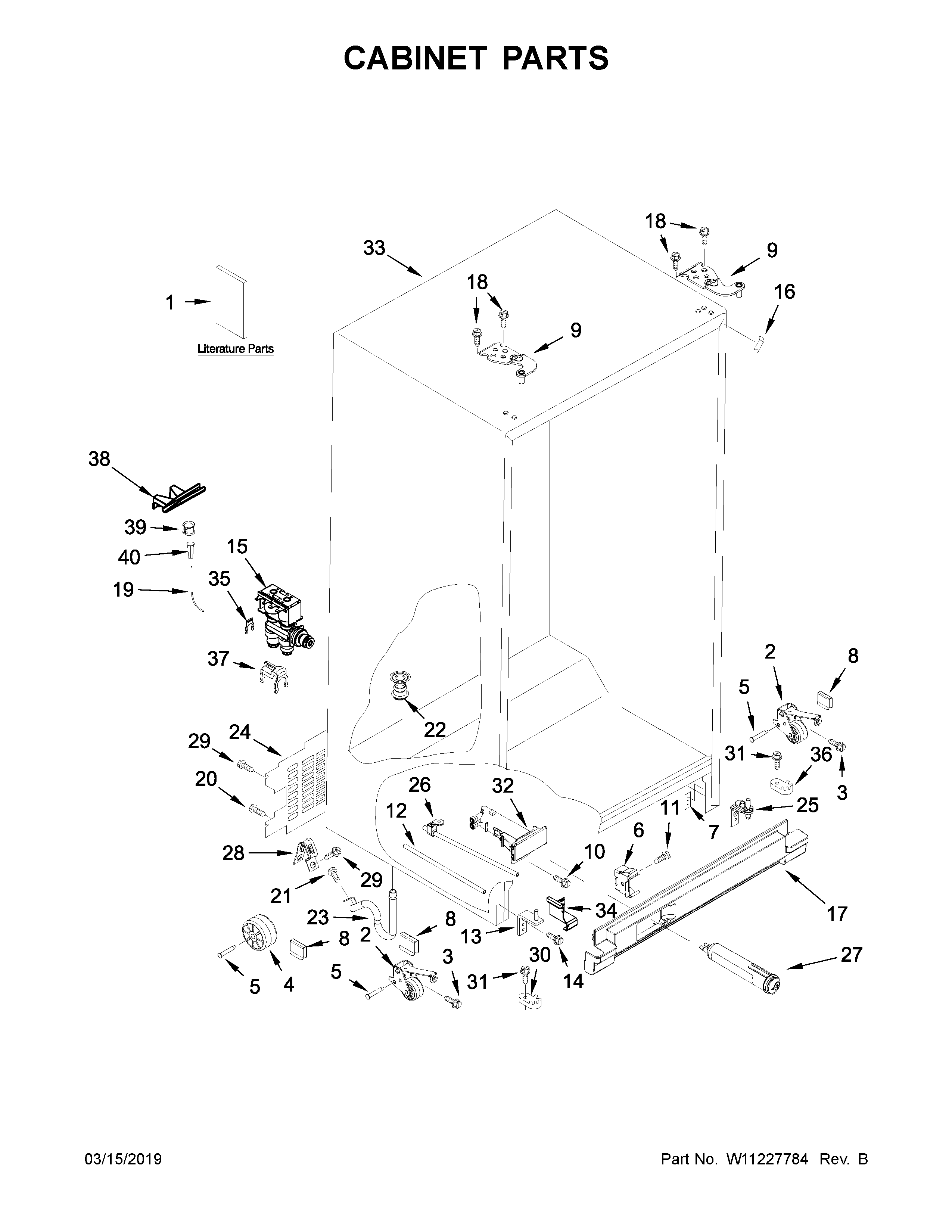 Whirlpool WRS331SDHM00 cabinet parts diagram