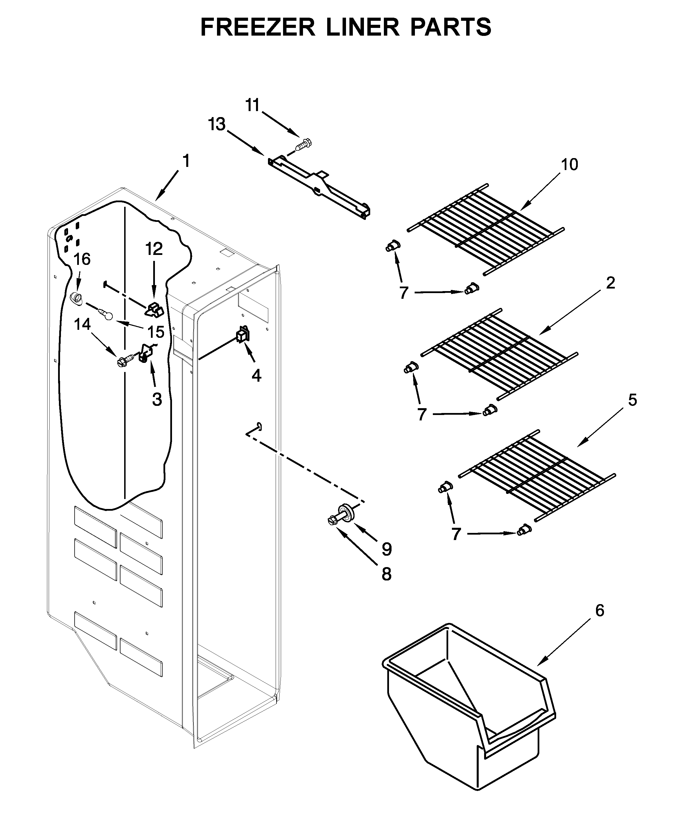 Whirlpool WRS331SDHM00 freezer liner parts diagram