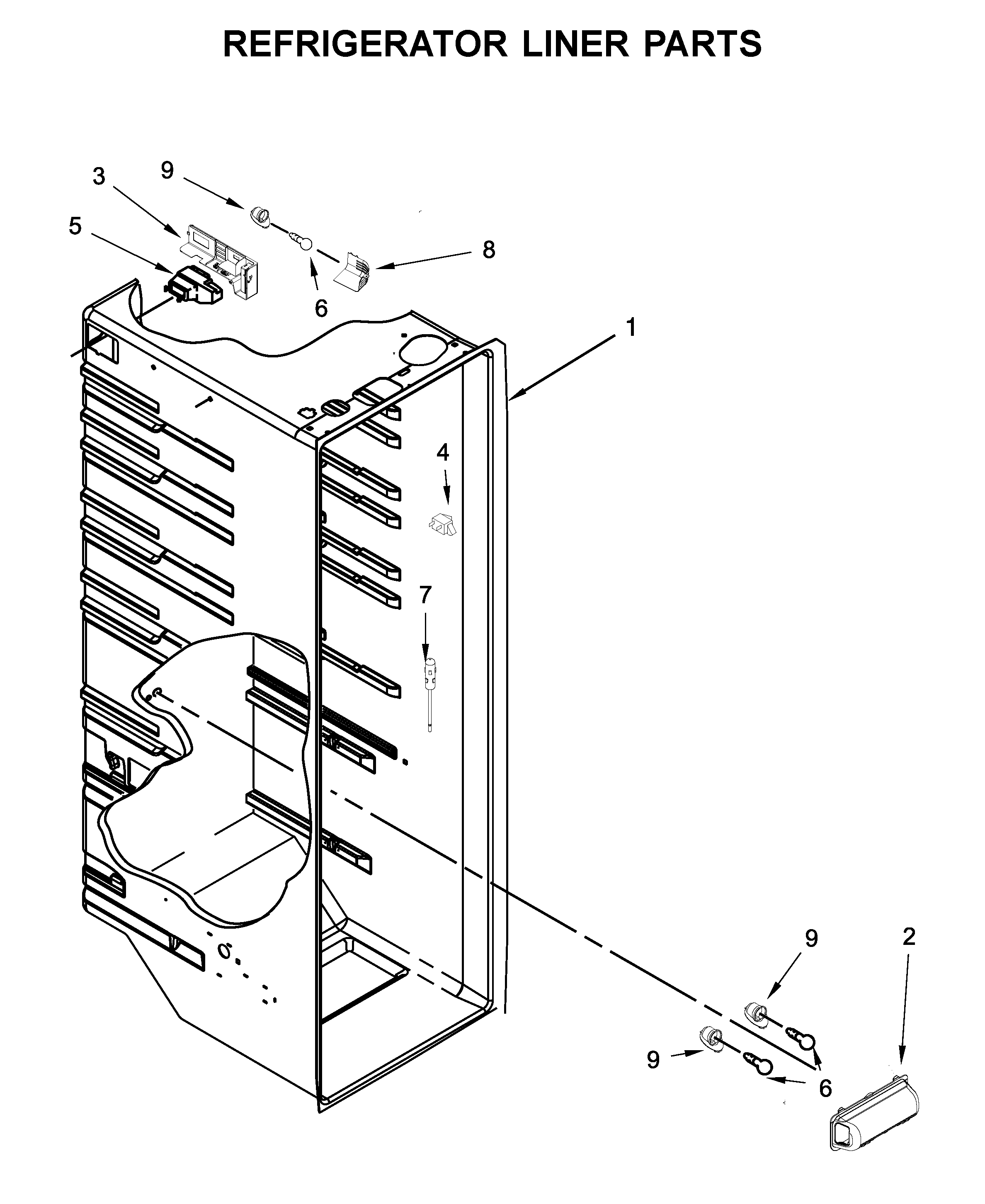 Whirlpool WRS315SNHW01 refrigerator liner parts diagram