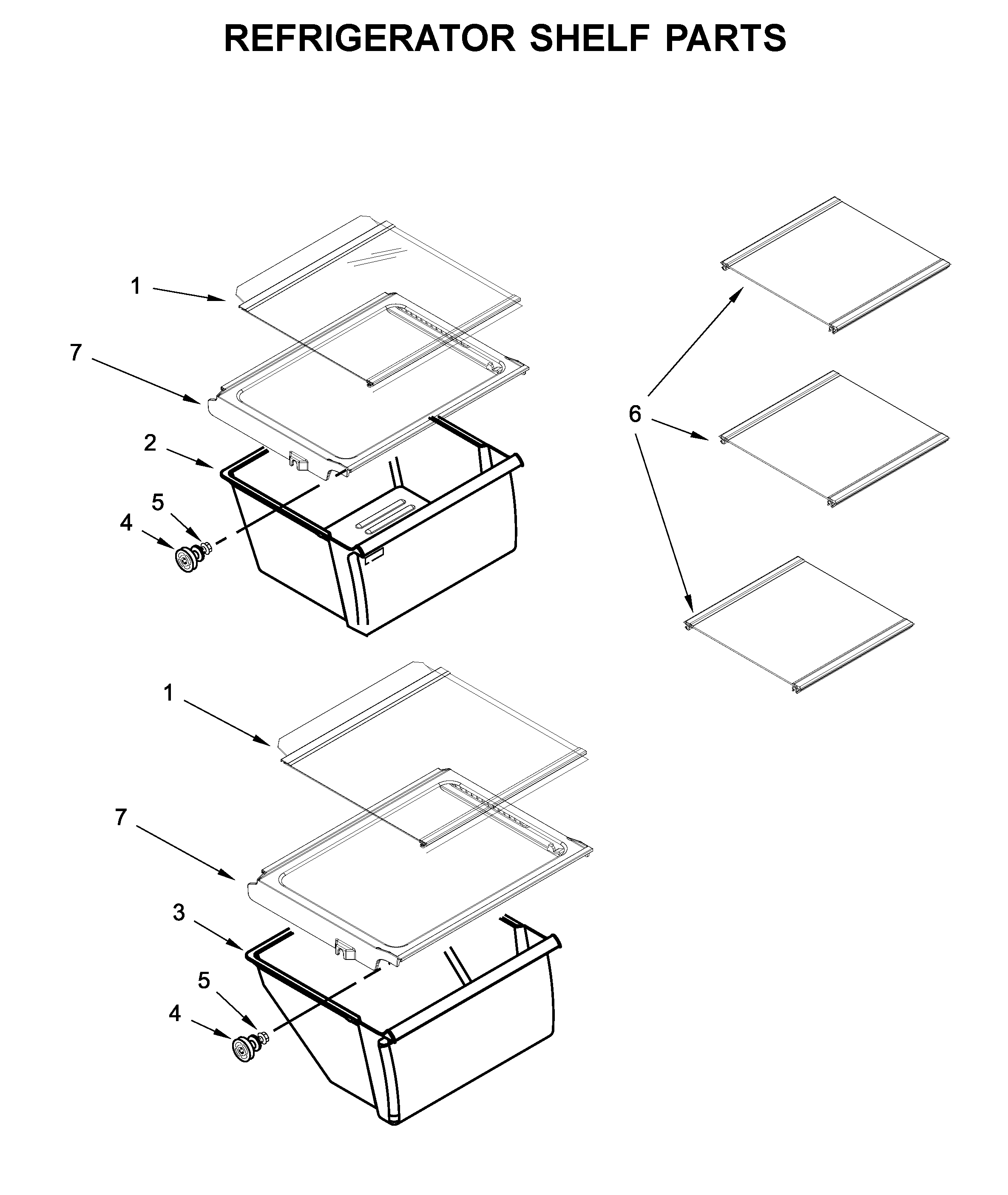 Whirlpool WRS315SNHW01 refrigerator shelf parts diagram