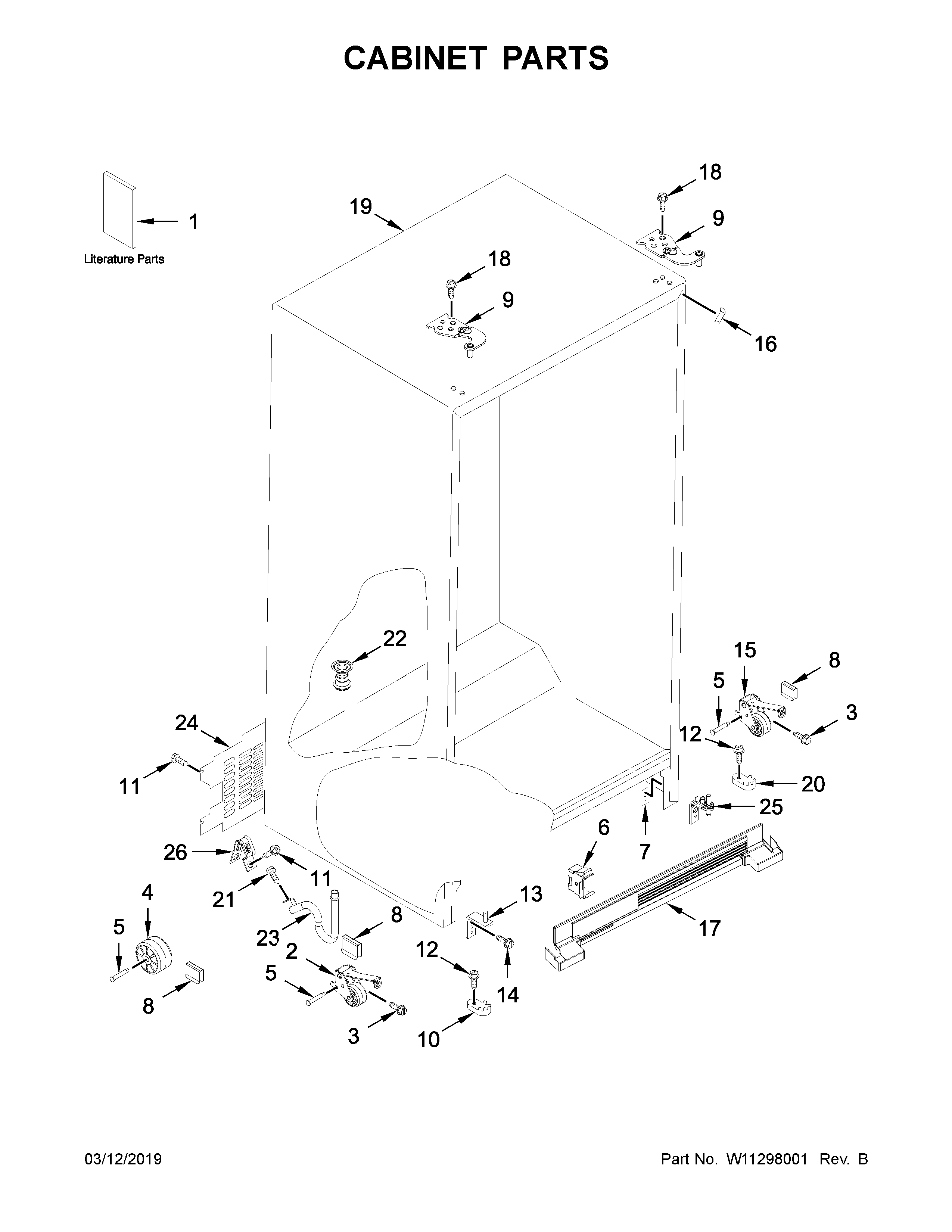 Whirlpool WRSA15SNHZ01 cabinet parts diagram
