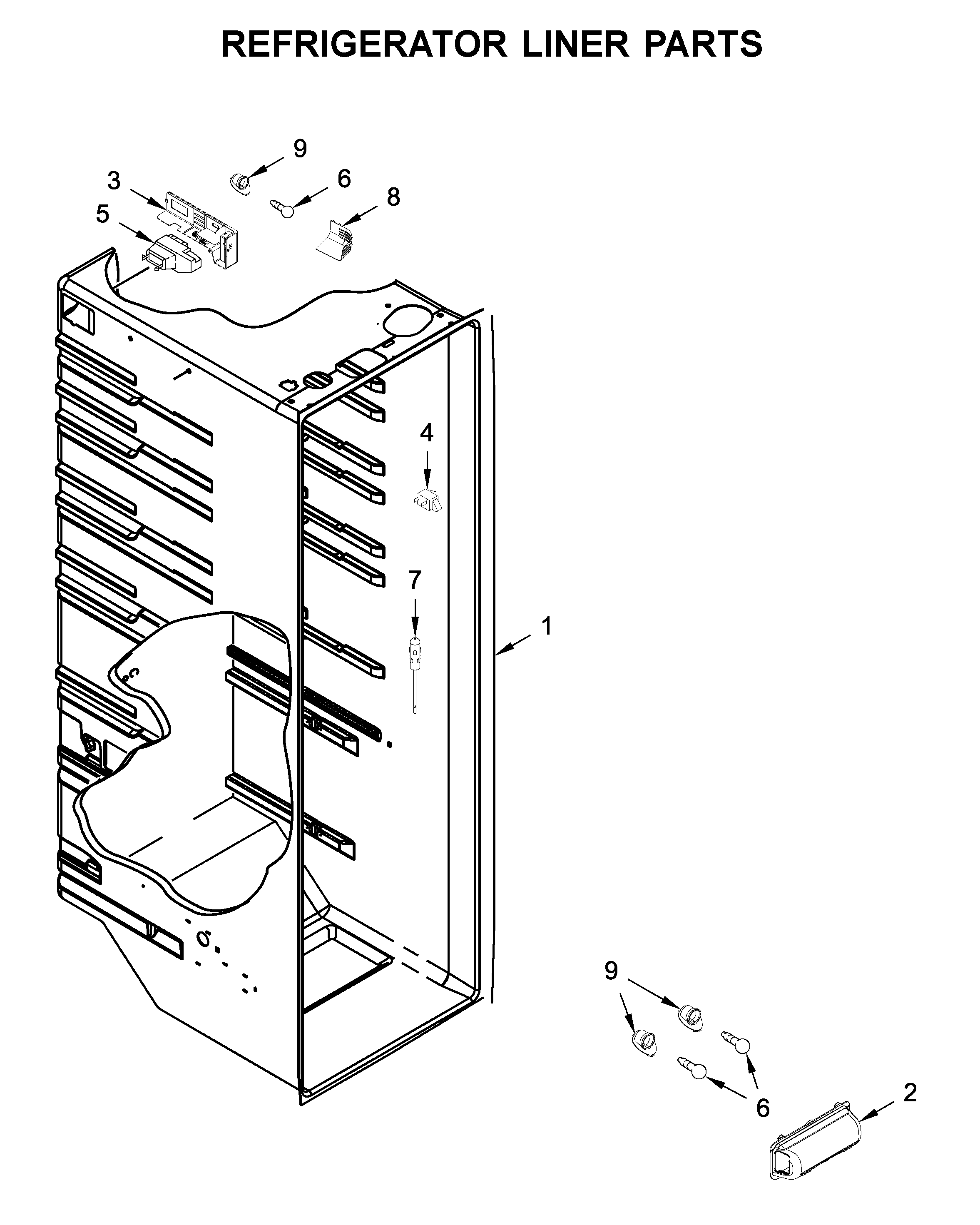 Whirlpool WRSA15SNHZ01 refrigerator liner parts diagram