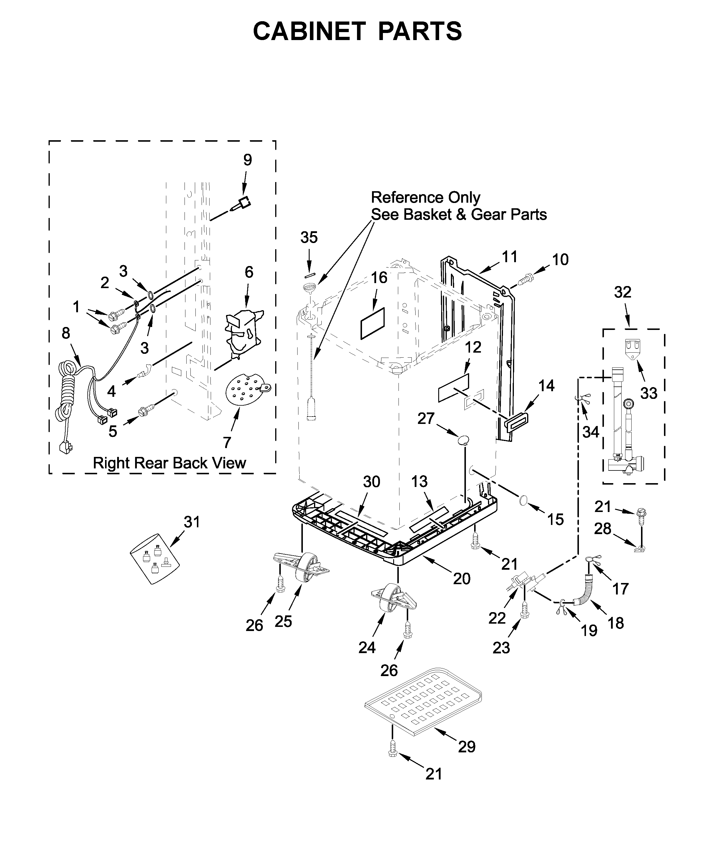Whirlpool WTW2000HW0 cabinet parts diagram