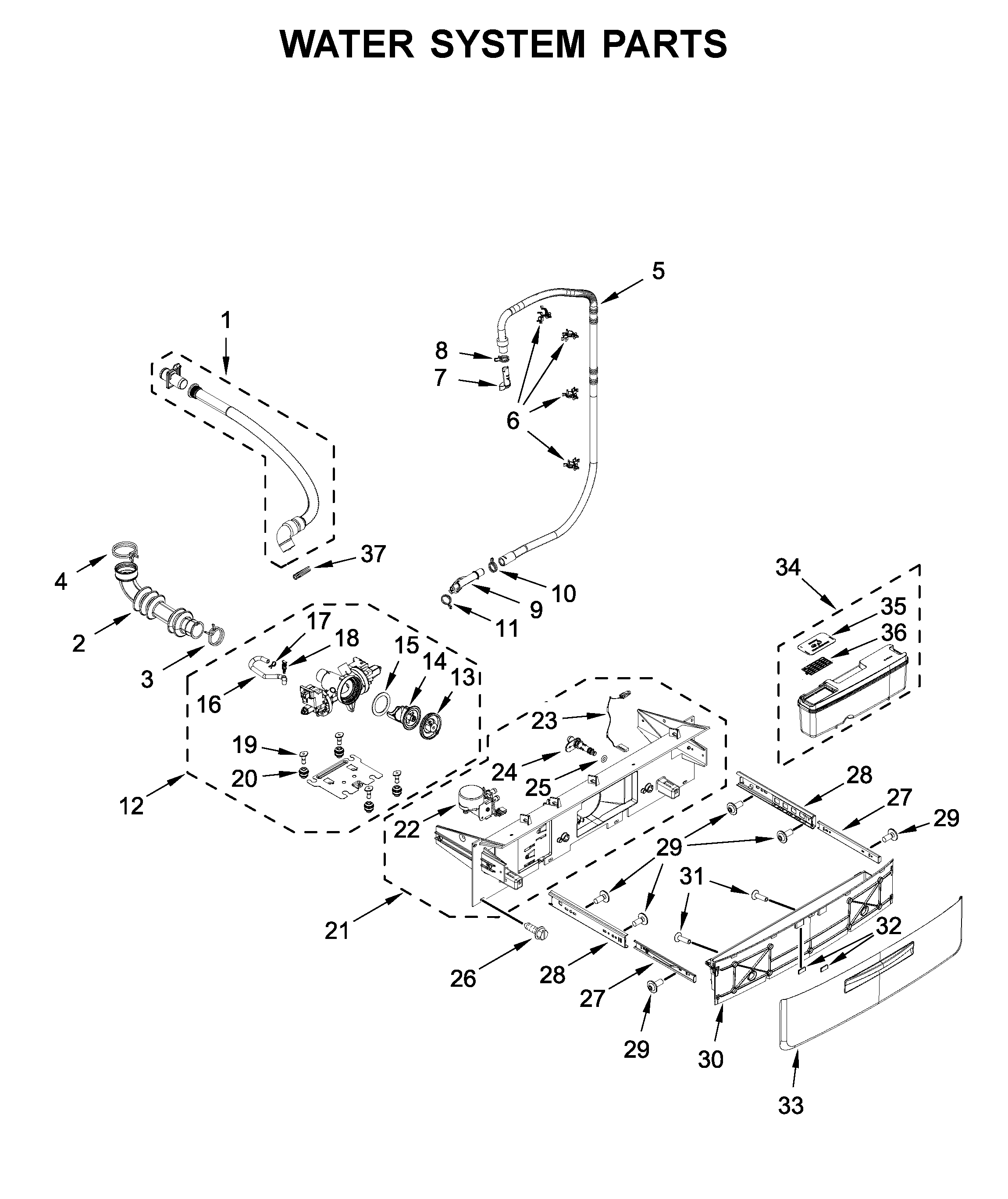 Whirlpool WFW8620HW1 water system parts diagram