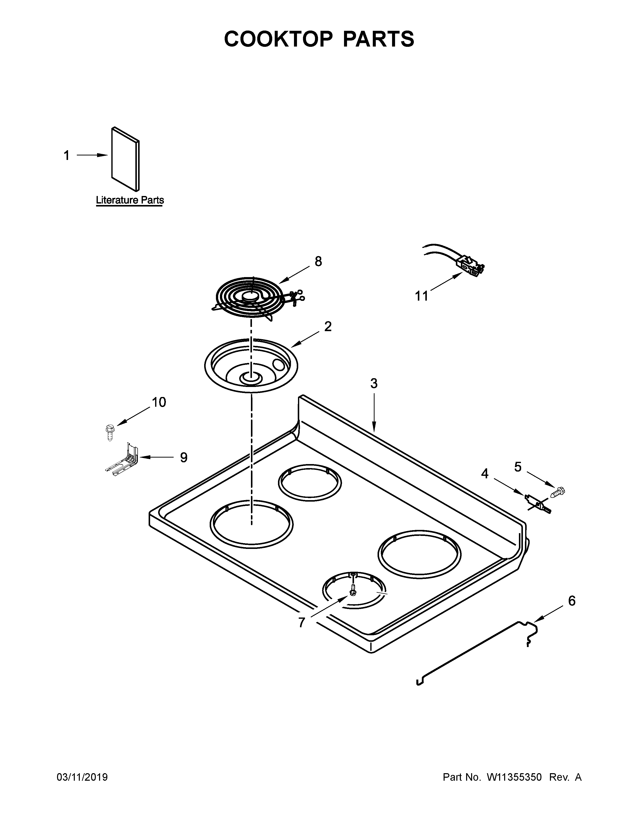 Whirlpool YWFC150M0EB3 cooktop parts diagram