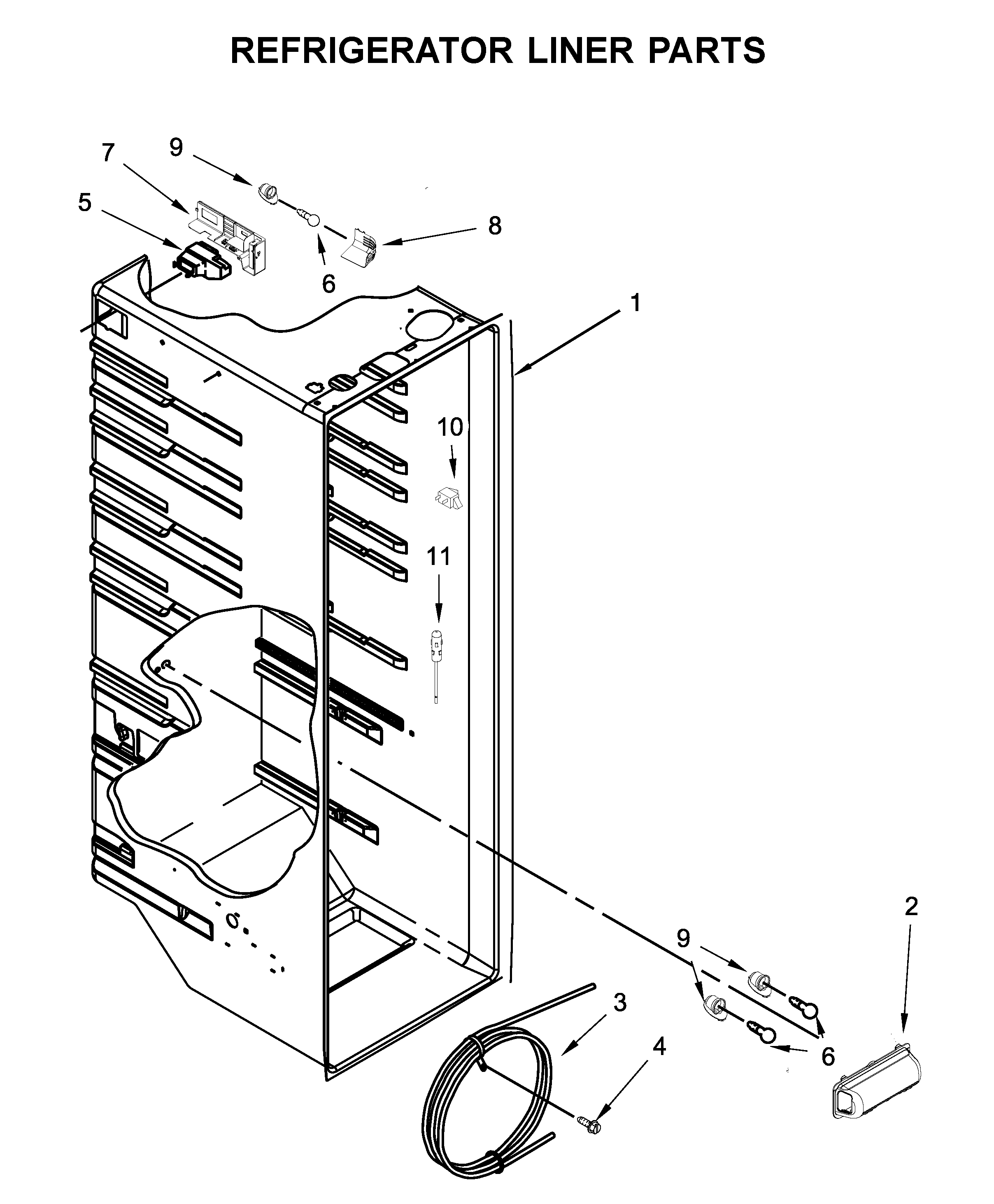 Amana ASI2175GRB00 refrigerator liner parts diagram