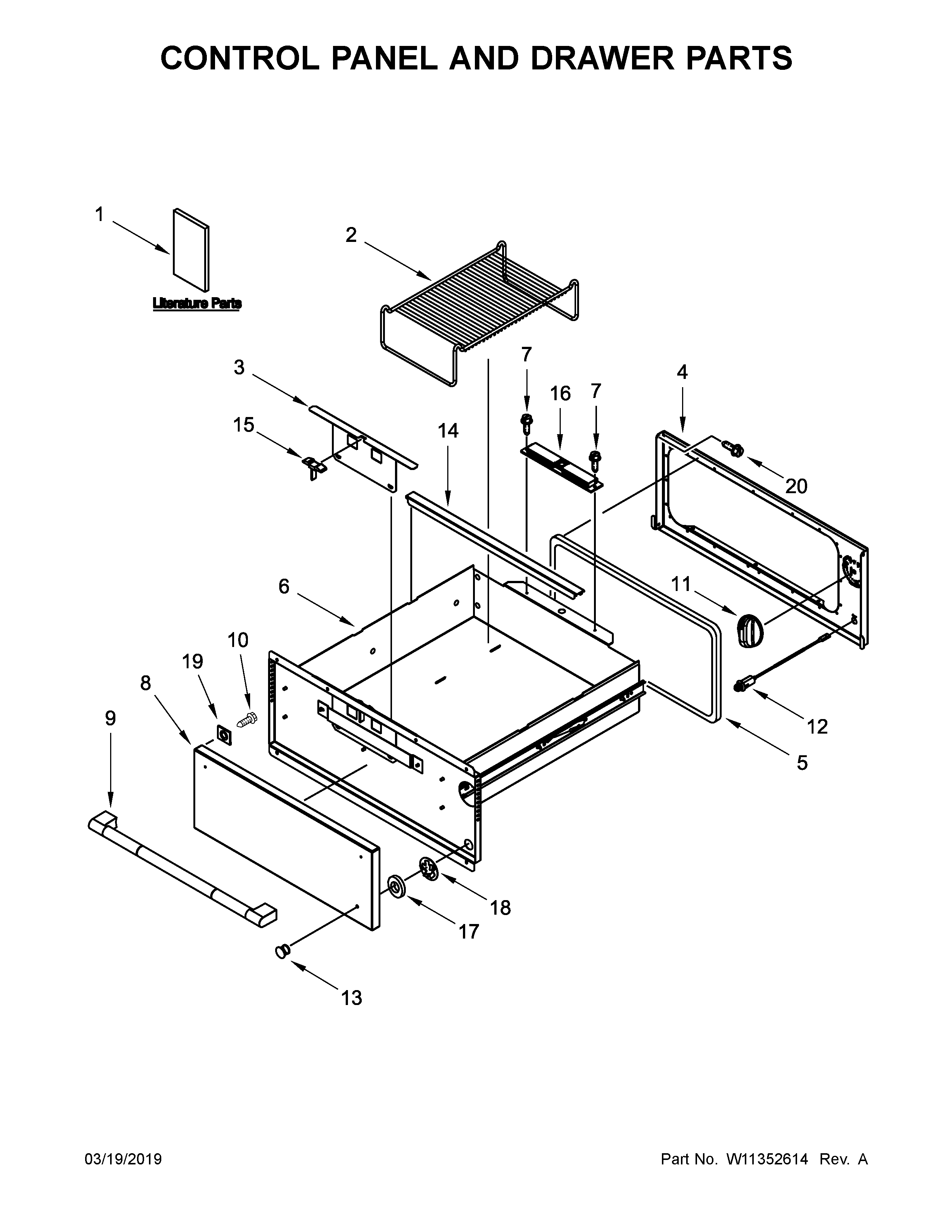 Jenn-Air JJD3027IL00 control panel and drawer parts diagram
