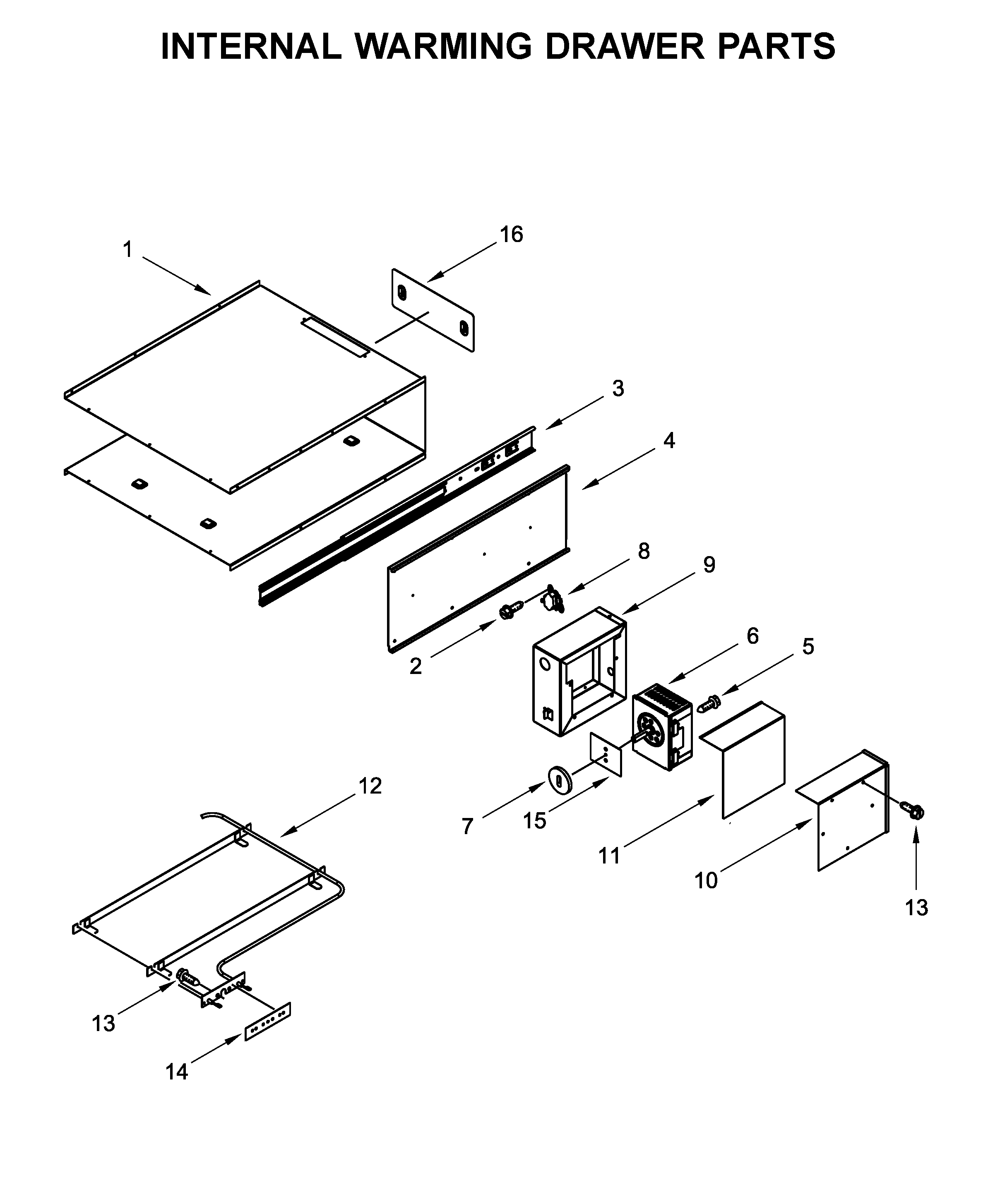 Jenn-Air JJD3027IL00 internal warming drawer parts diagram