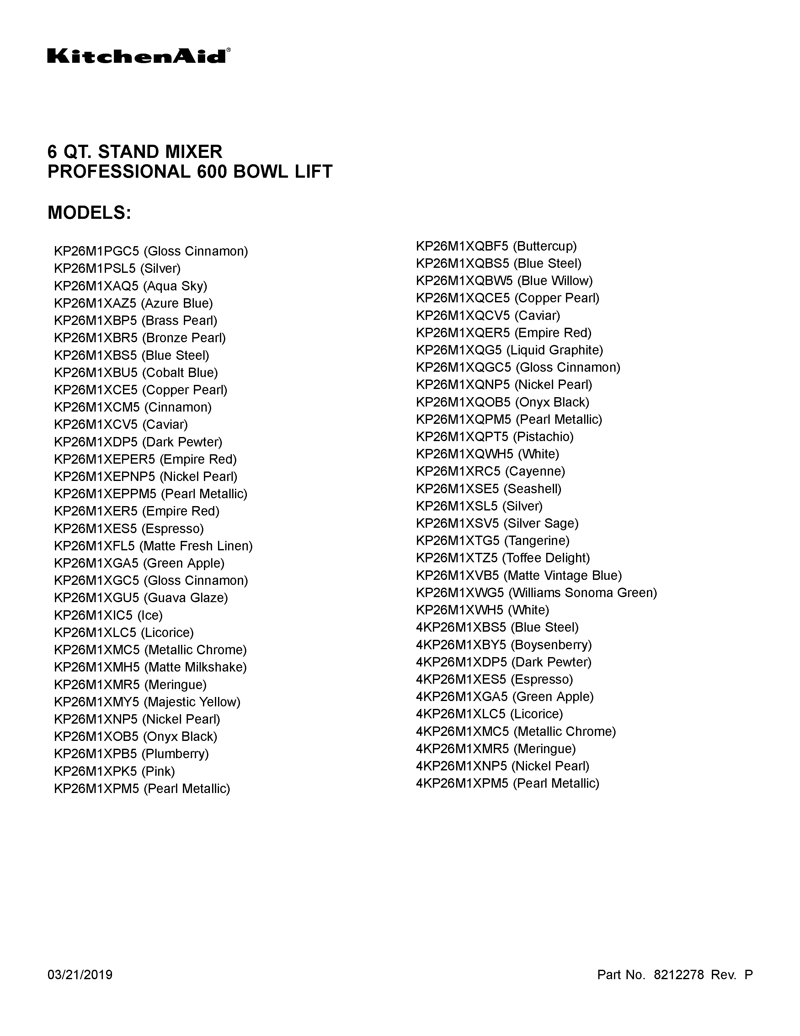 KitchenAid 4KP26M1XMC5 cover sheet diagram