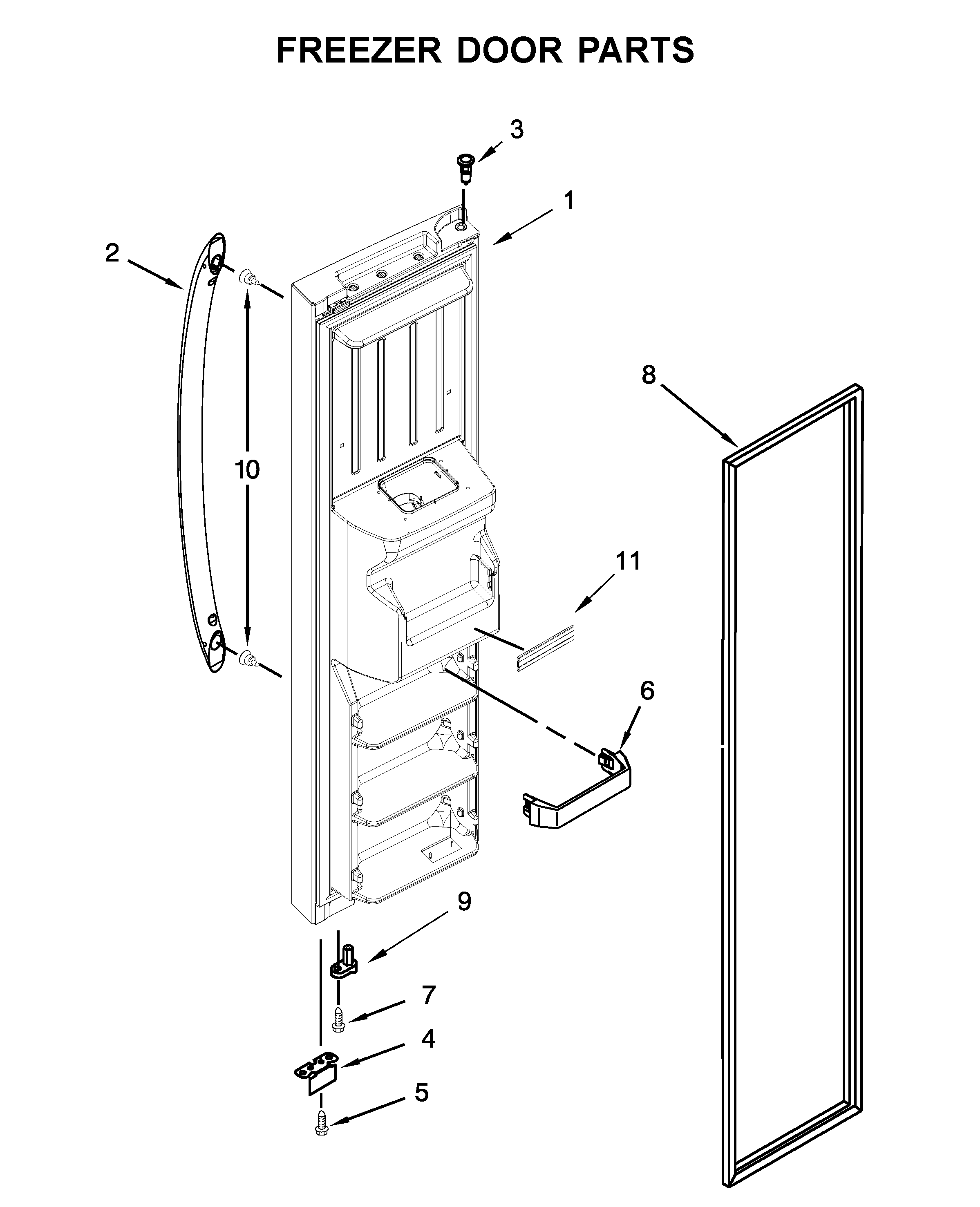 Whirlpool WRS315SDHT00 freezer door parts diagram