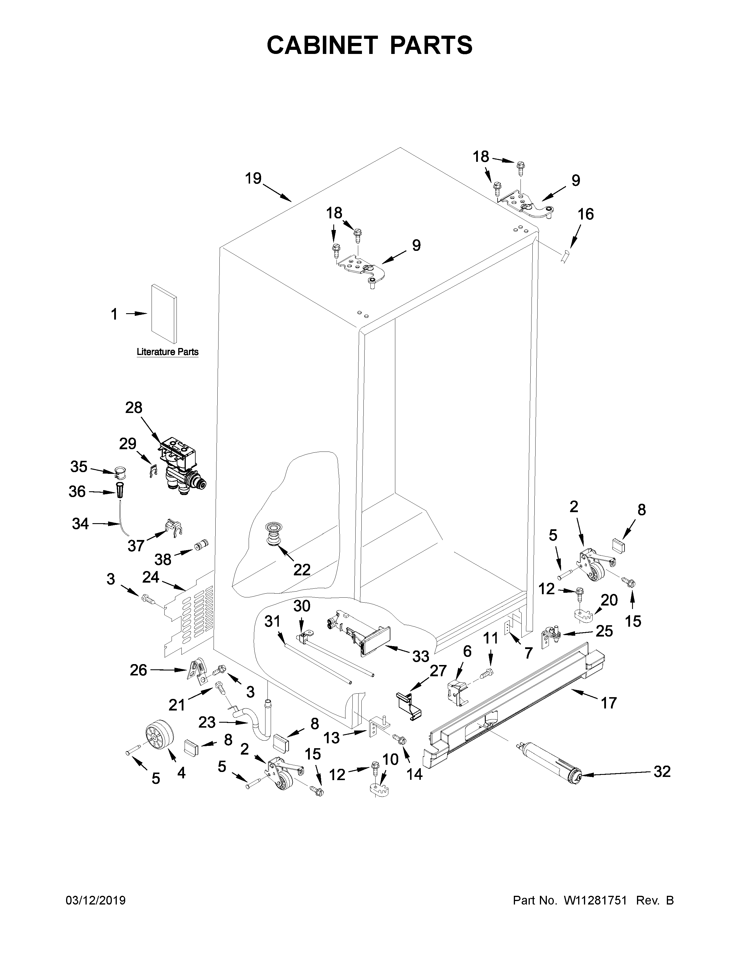 Whirlpool WRS315SDHM01 cabinet parts diagram