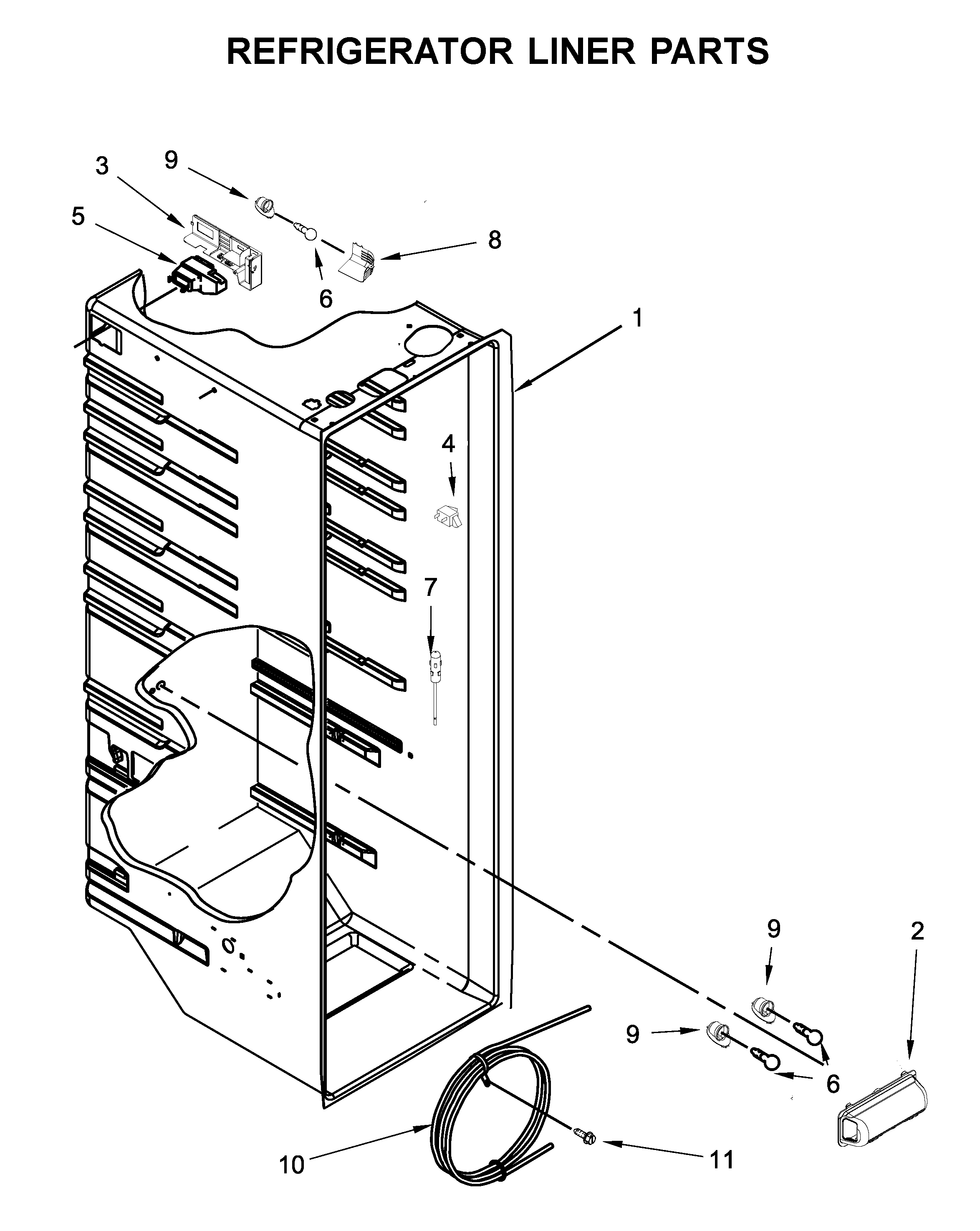 Whirlpool WRS315SDHM01 refrigerator liner parts diagram