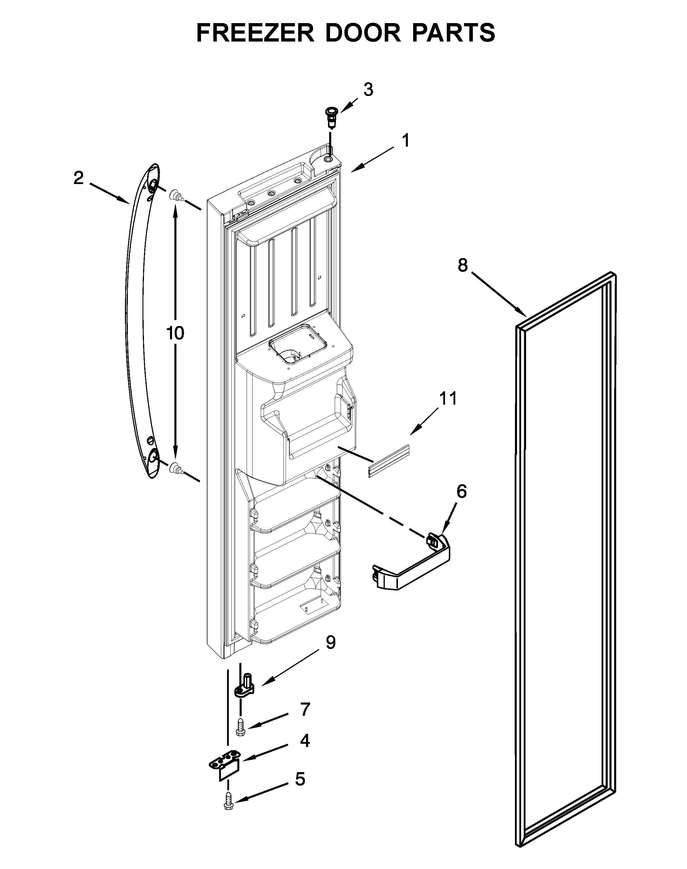 Whirlpool WRS315SDHM01 freezer door parts diagram