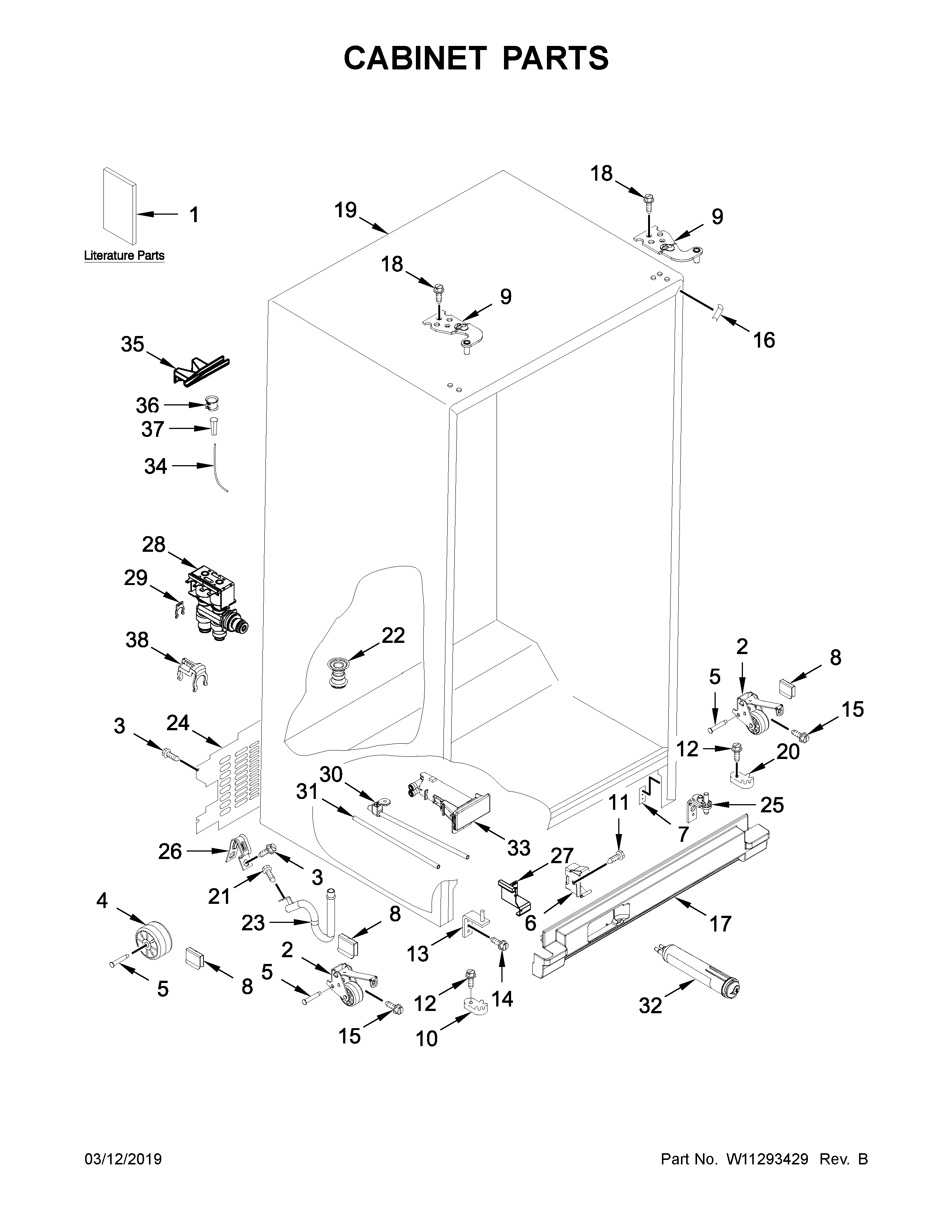 Whirlpool WRS315SDHZ01 cabinet parts diagram