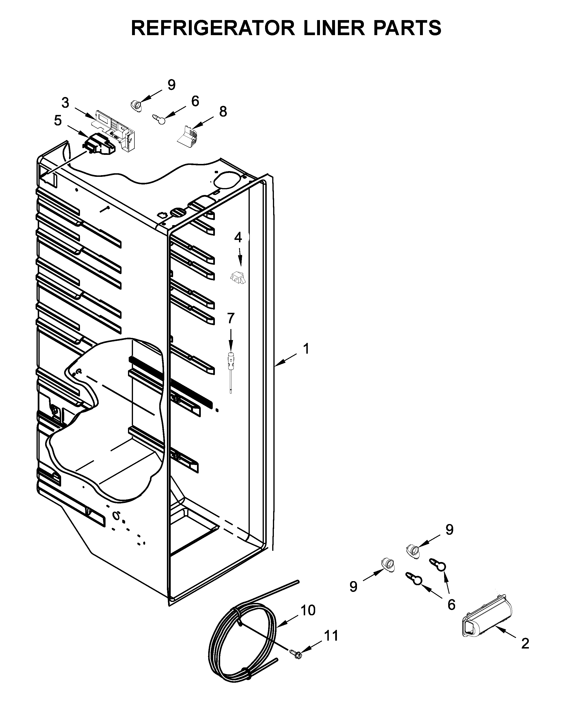 Whirlpool WRS315SDHZ01 refrigerator liner parts diagram