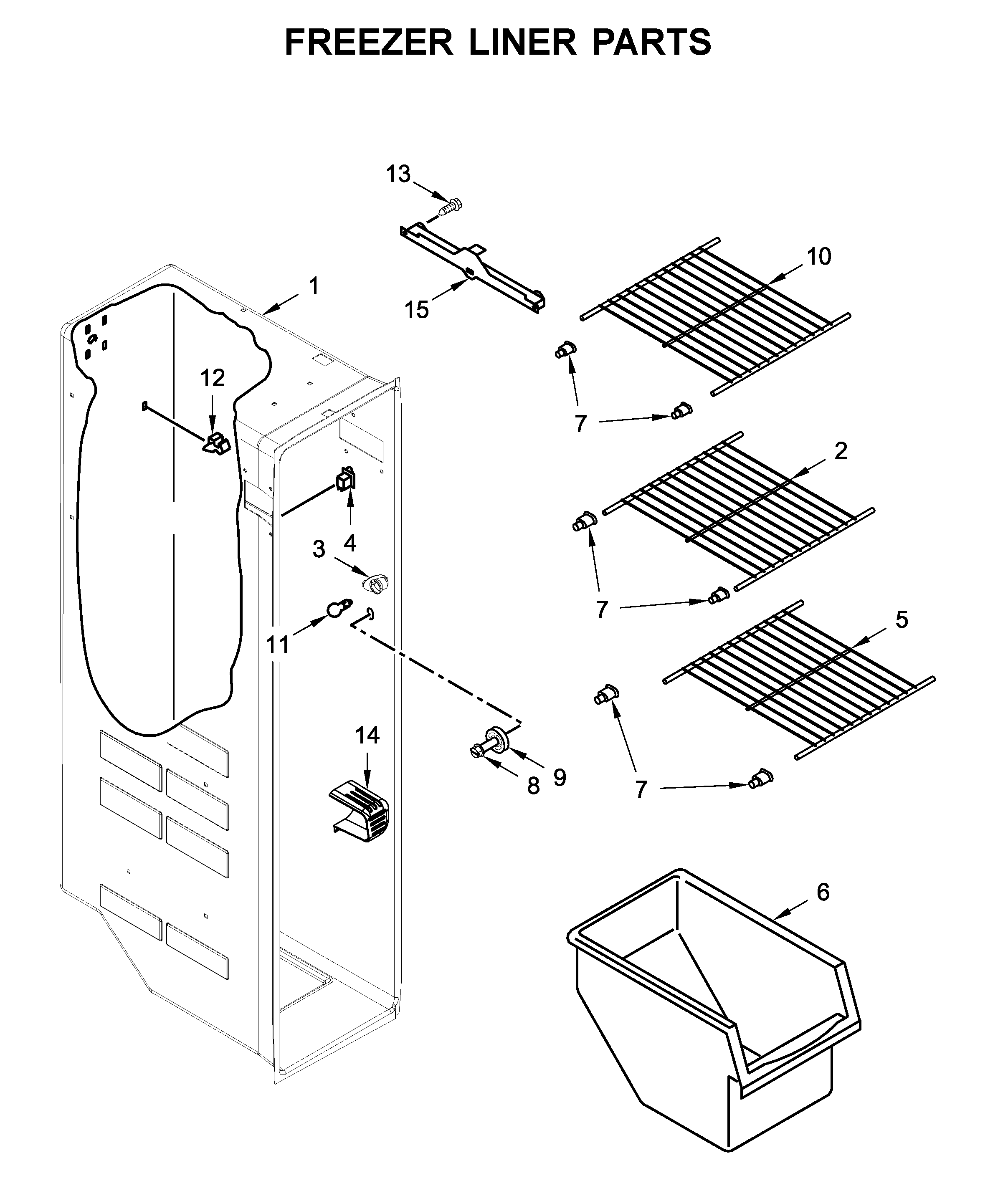Whirlpool WRS315SDHZ01 freezer liner parts diagram
