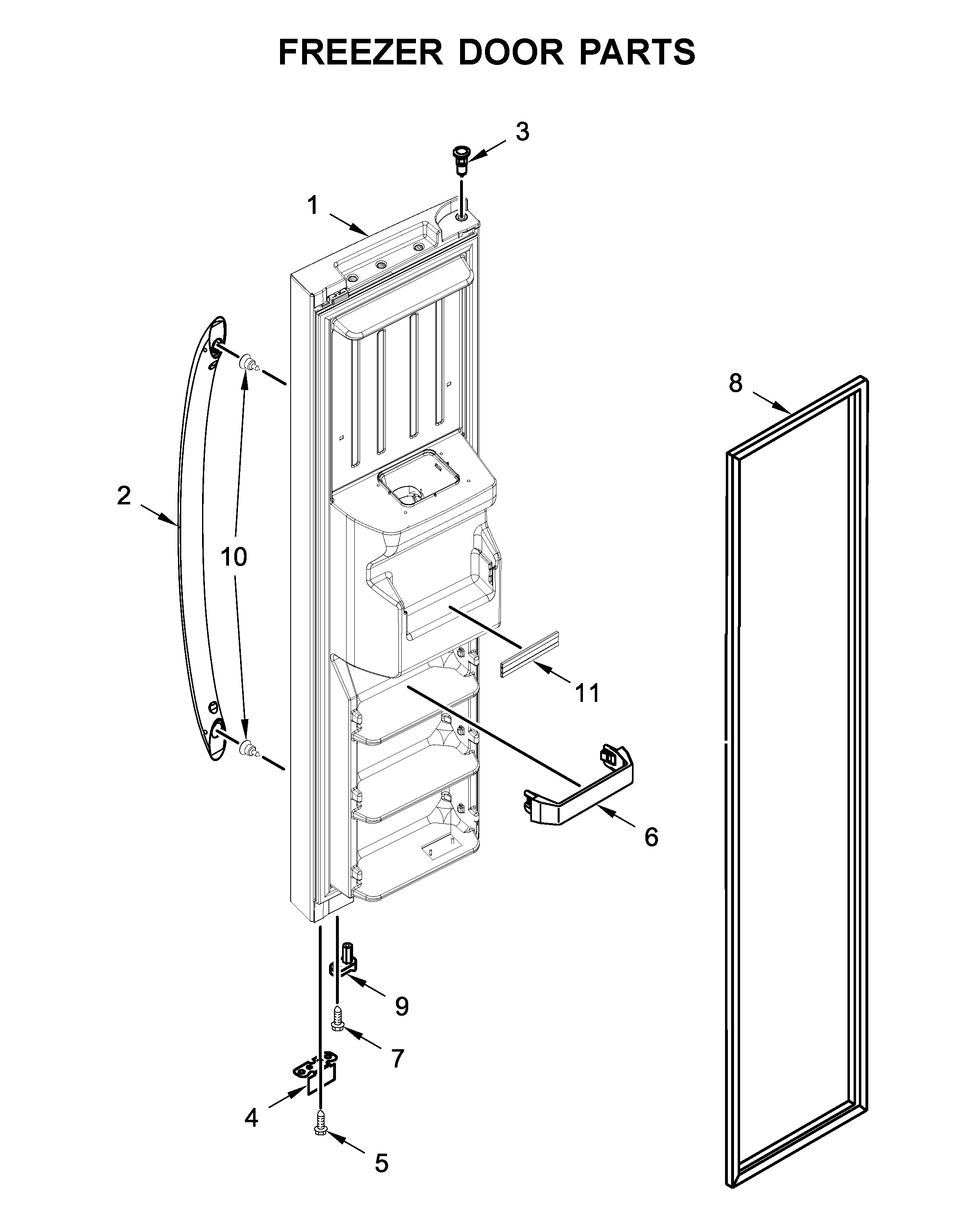 Whirlpool WRS315SDHZ01 freezer door parts diagram