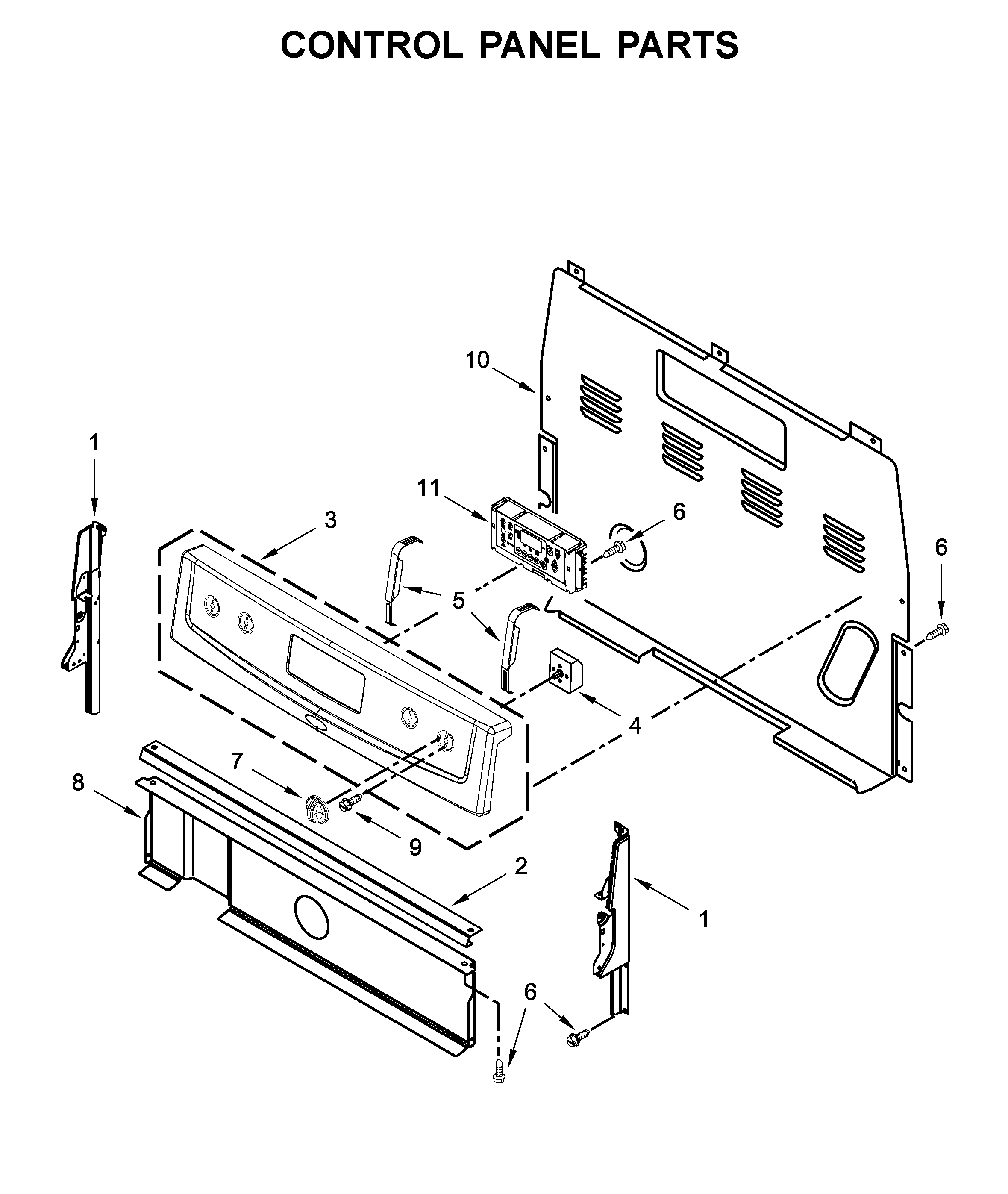 Amana YAER6303MFS2 control panel parts diagram