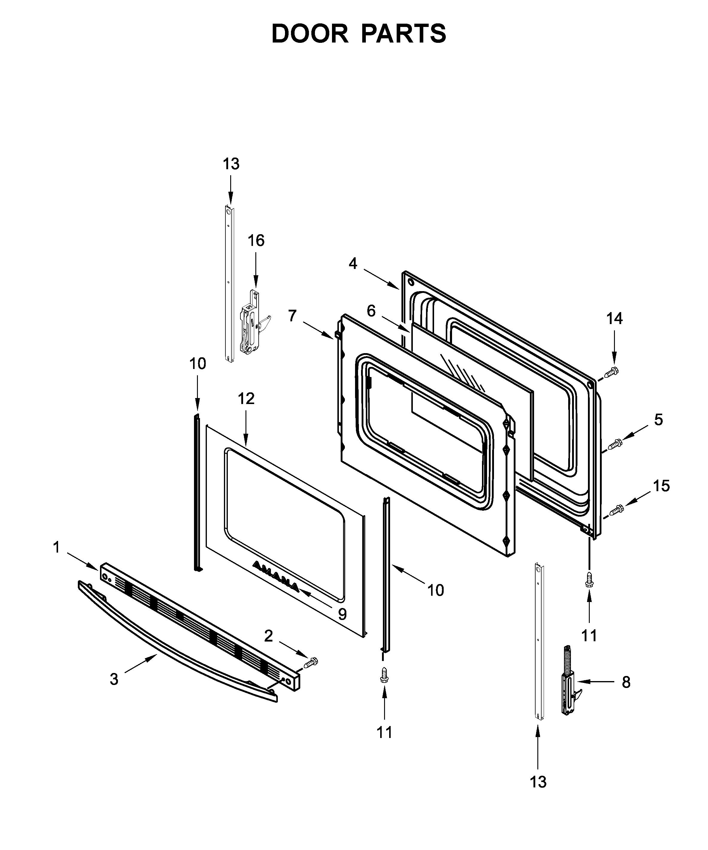 Amana YAER6303MFS2 door parts diagram