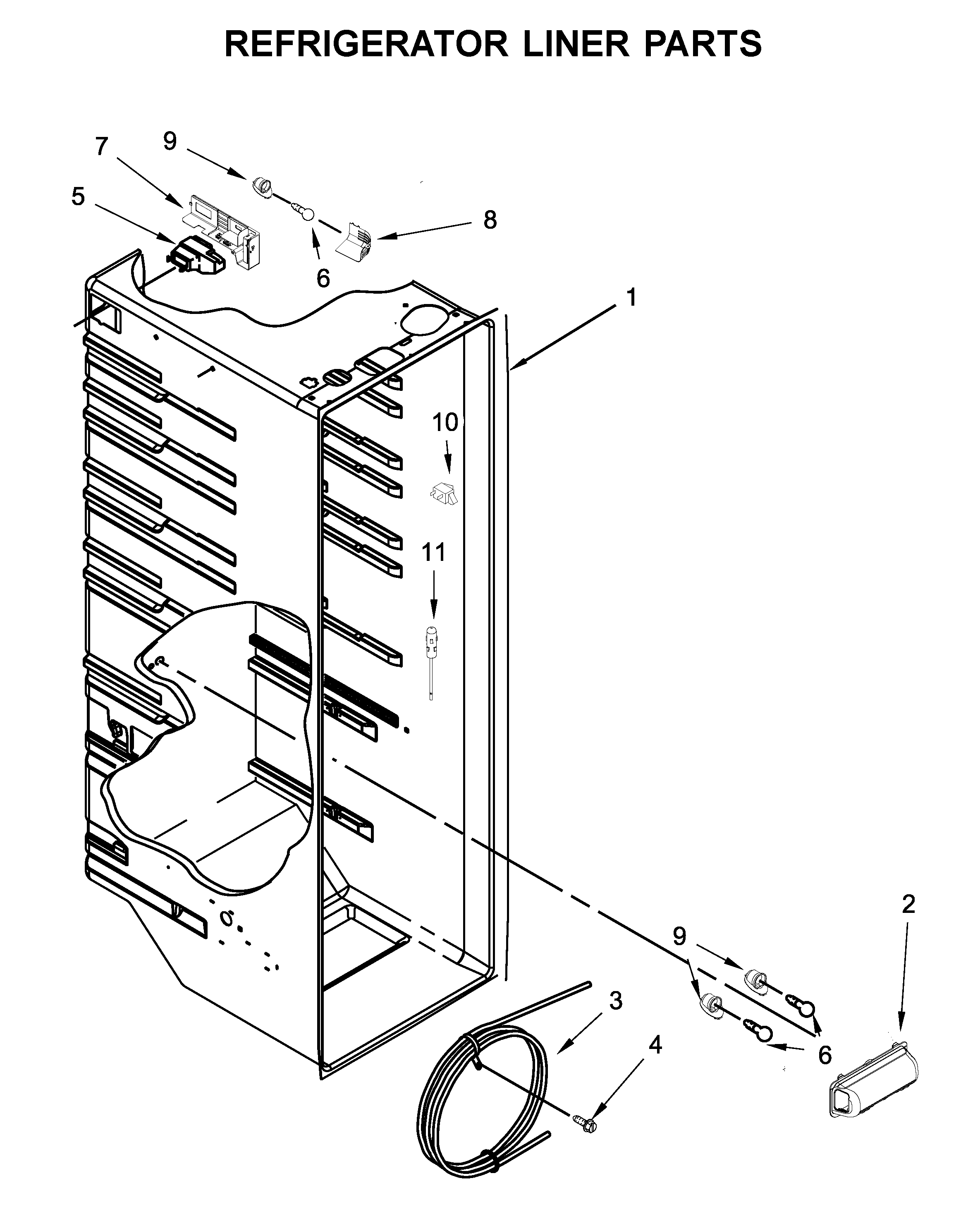 Whirlpool WRS311SDHB00 refrigerator liner parts diagram