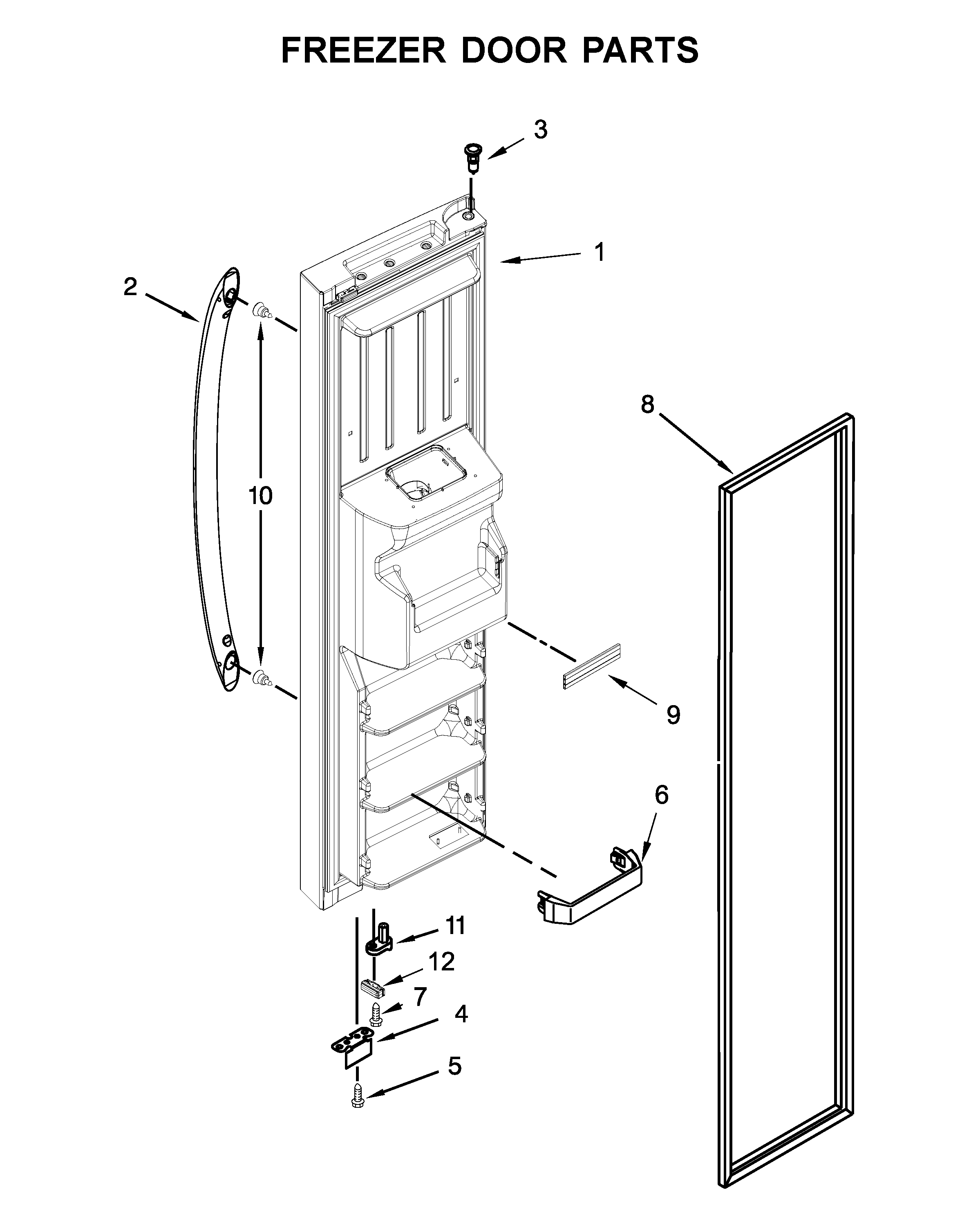 Whirlpool WRS325SDHW01 freezer door parts diagram