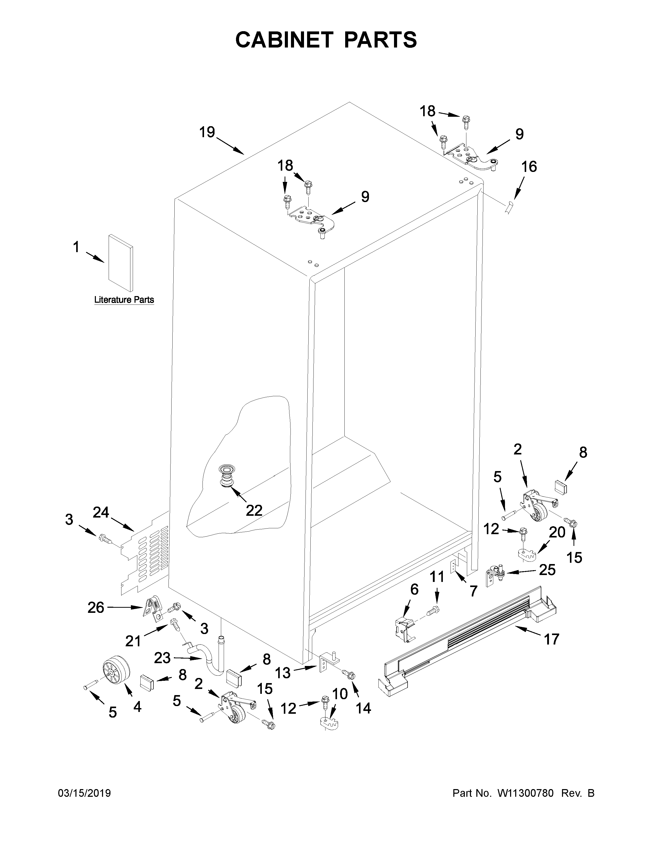 Whirlpool WRS312SNHW01 cabinet parts diagram