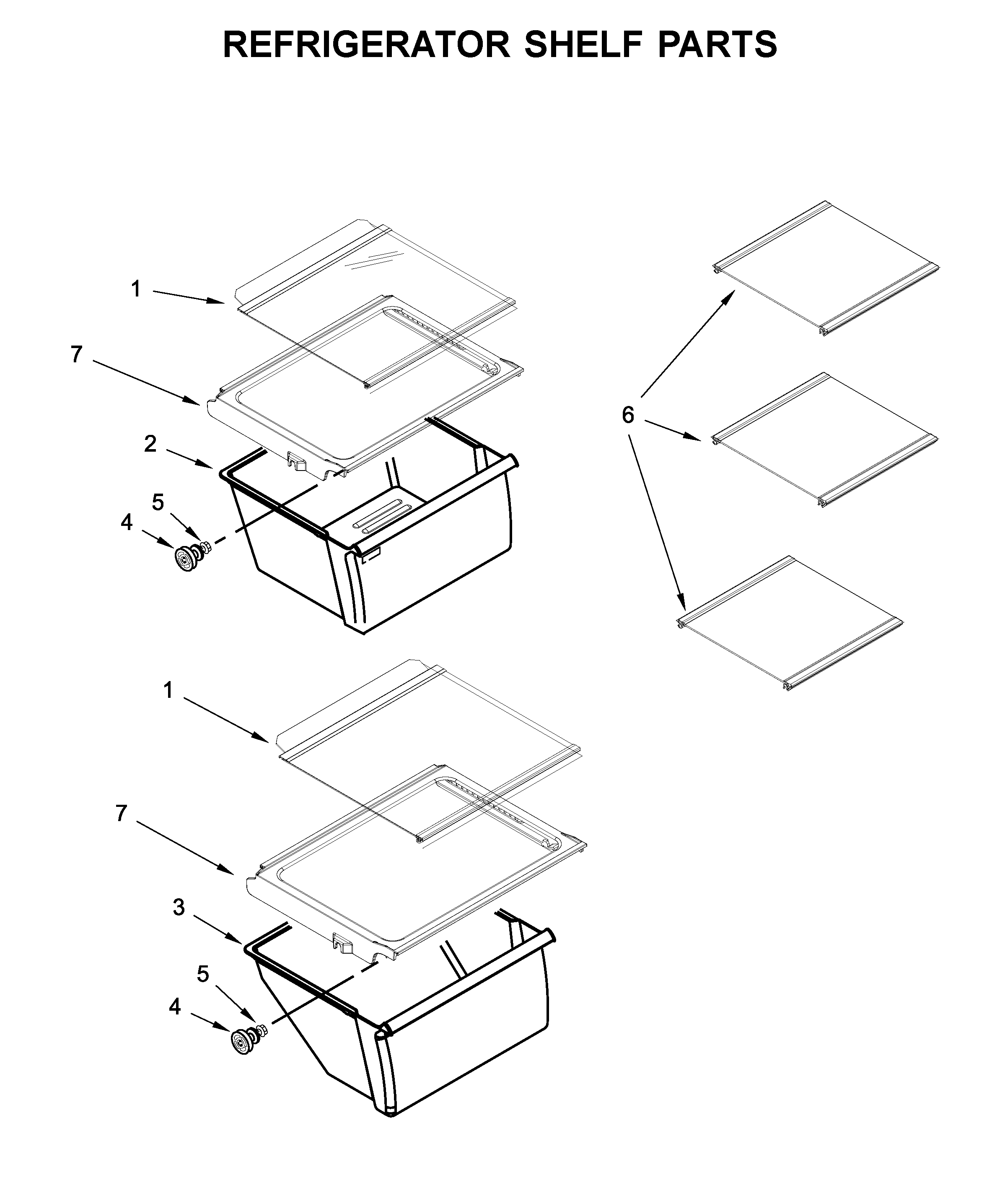 Whirlpool WRS312SNHW01 refrigerator shelf parts diagram
