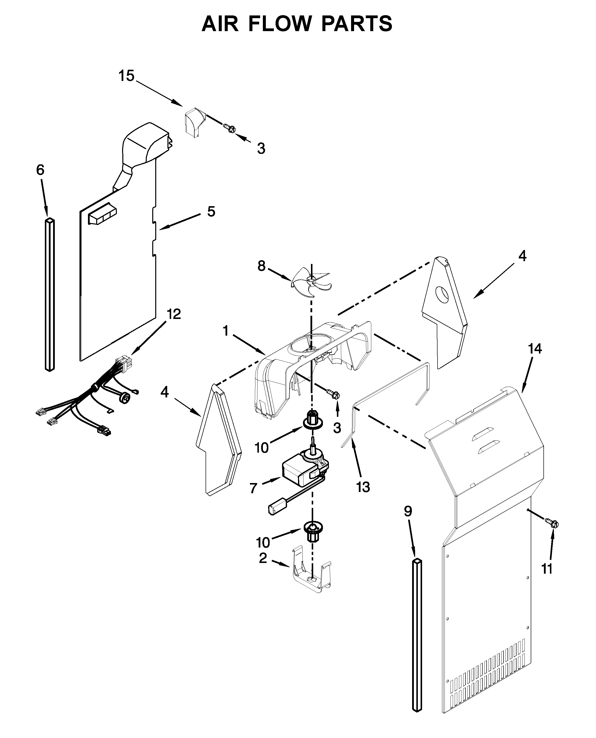 Whirlpool WRS312SNHW01 air flow parts diagram