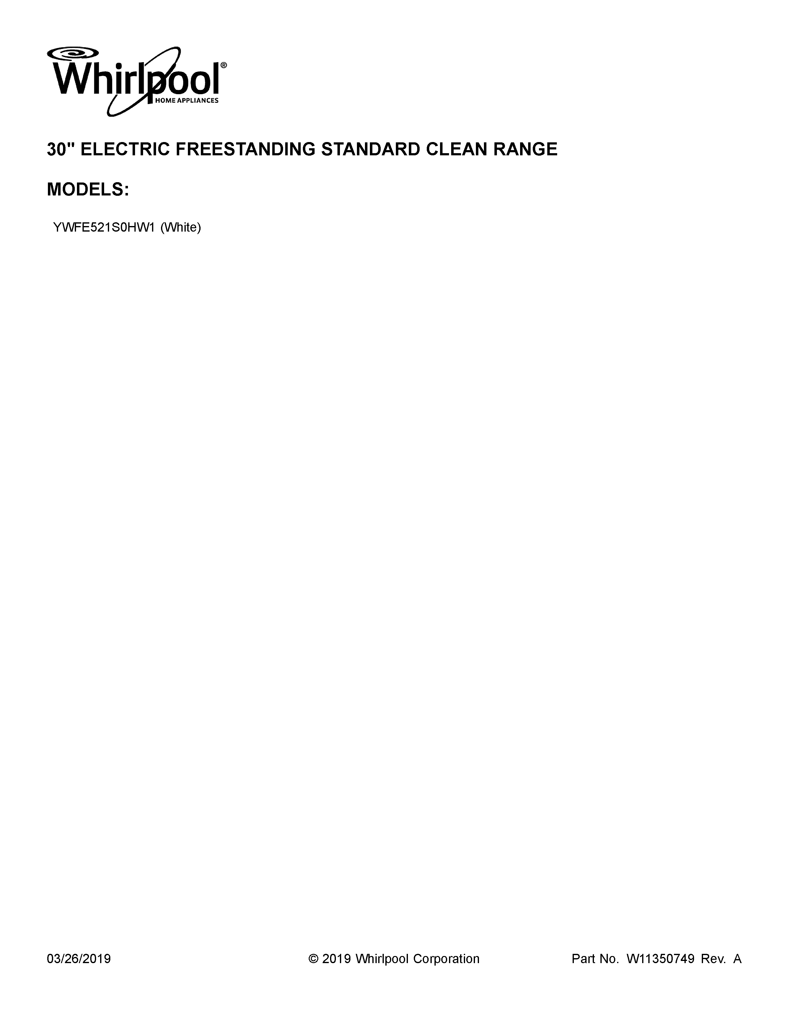 Whirlpool YWFE521S0HW1 cover sheet diagram