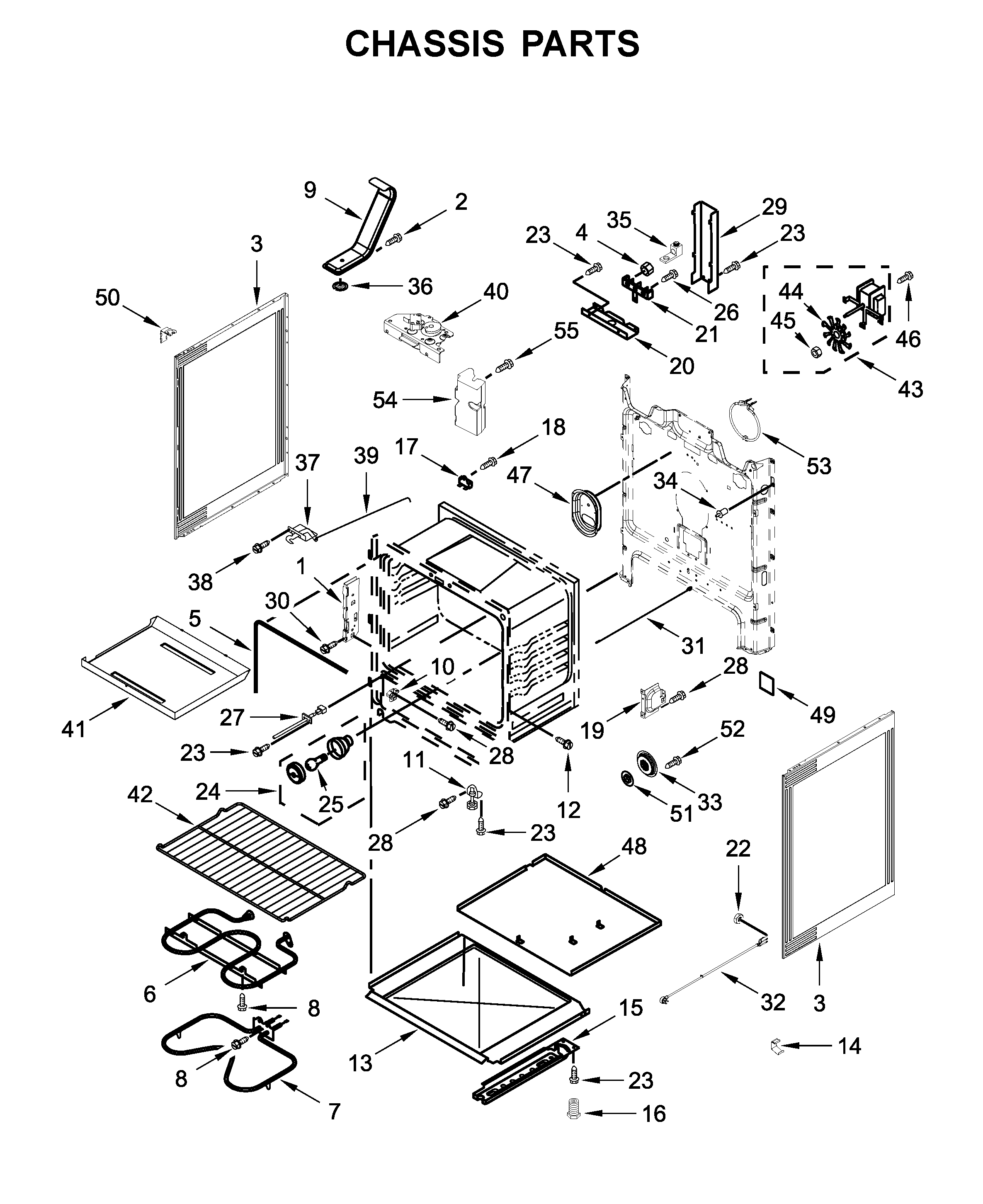 Whirlpool YWFE521S0HW1 chassis parts diagram