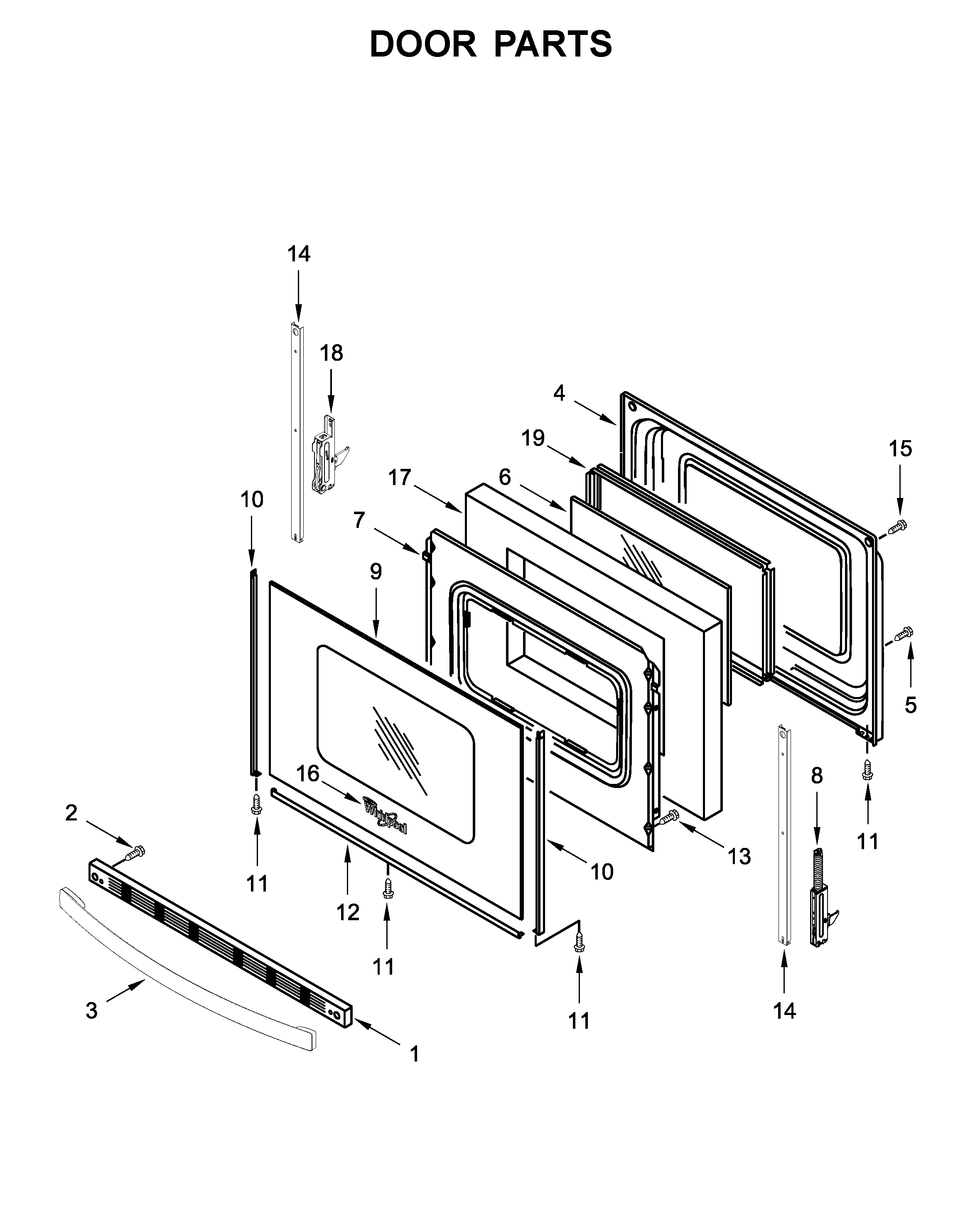 Whirlpool YWFE521S0HW1 door parts diagram