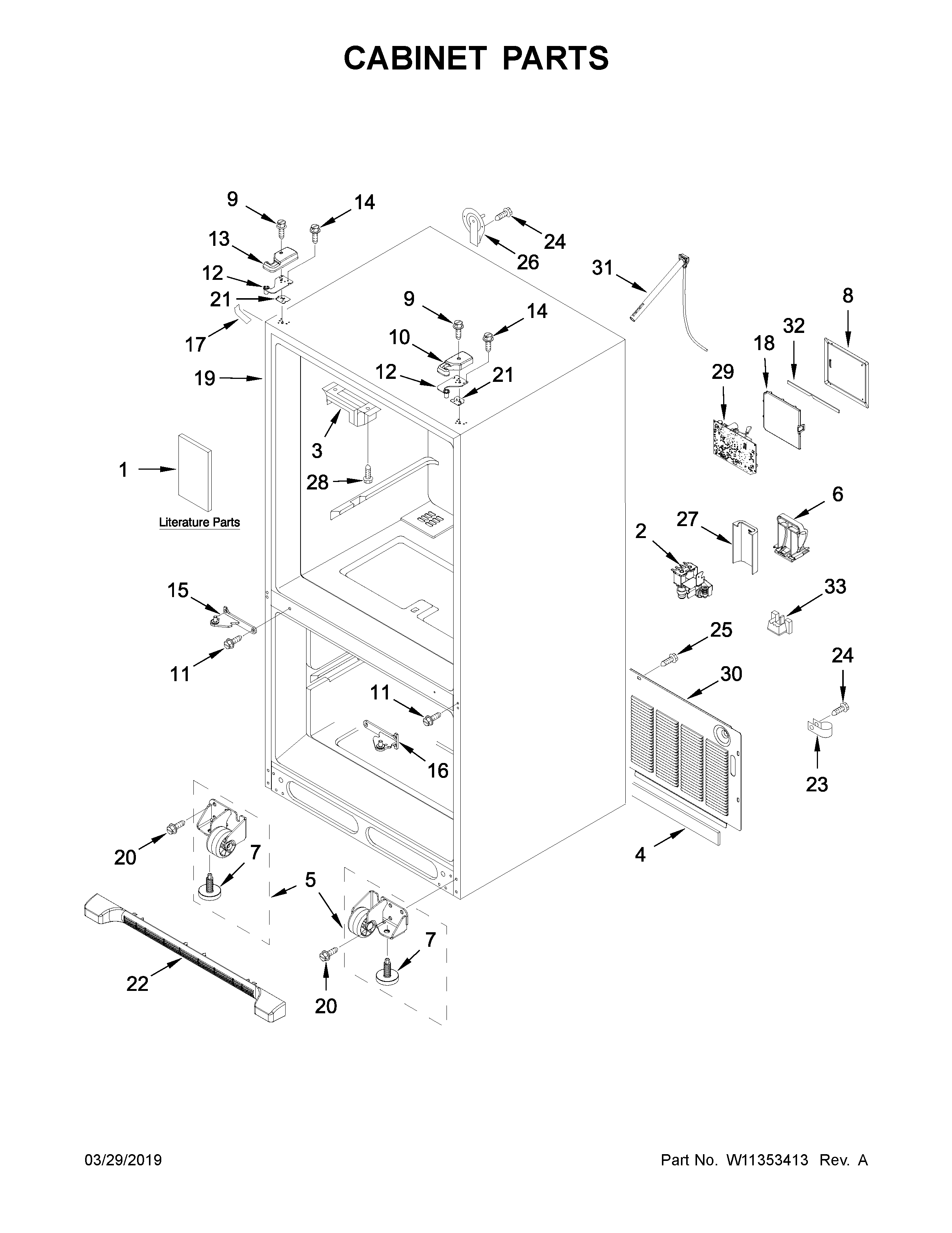 Whirlpool WRF540CWHV01 cabinet parts diagram