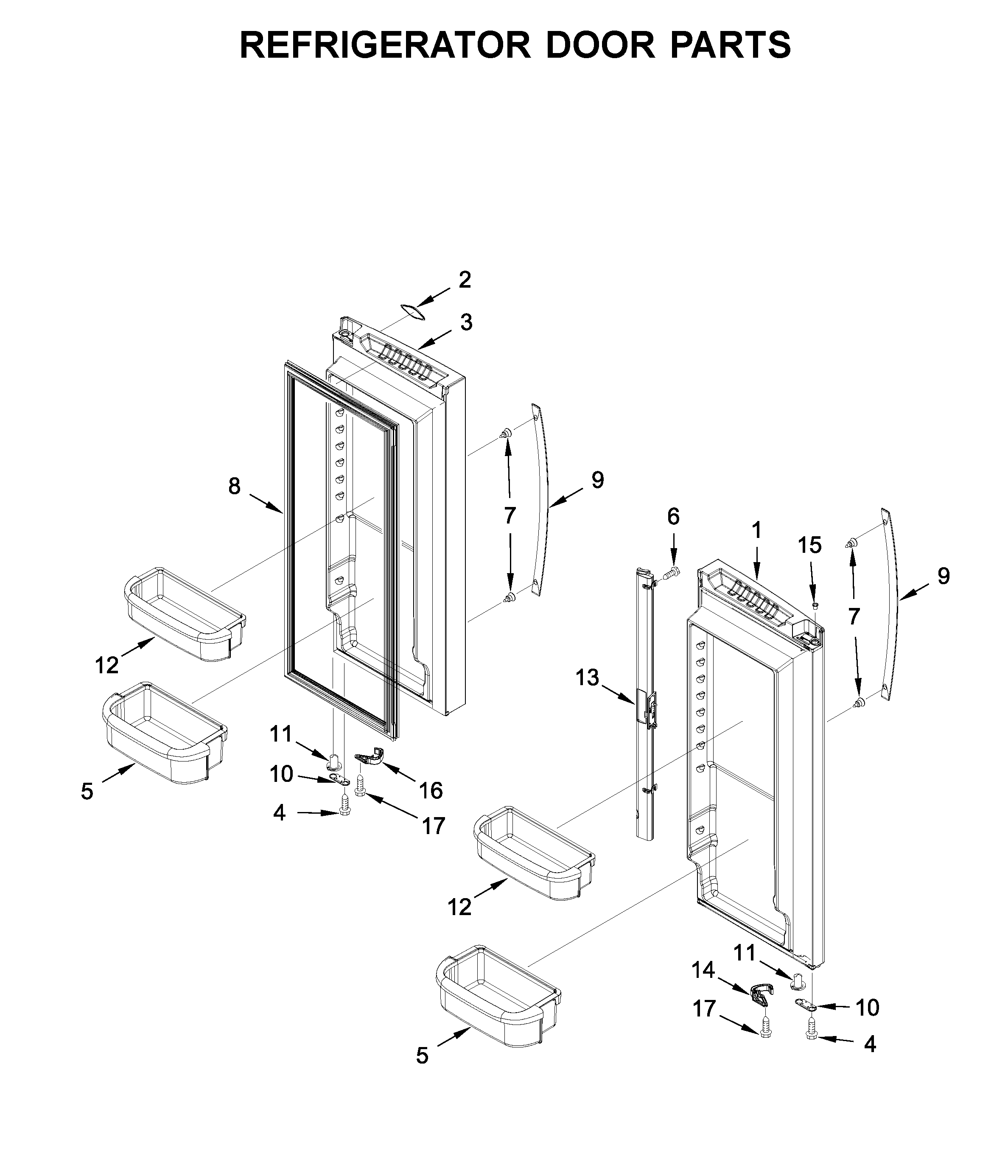 Whirlpool WRF540CWHV01 refrigerator door parts diagram