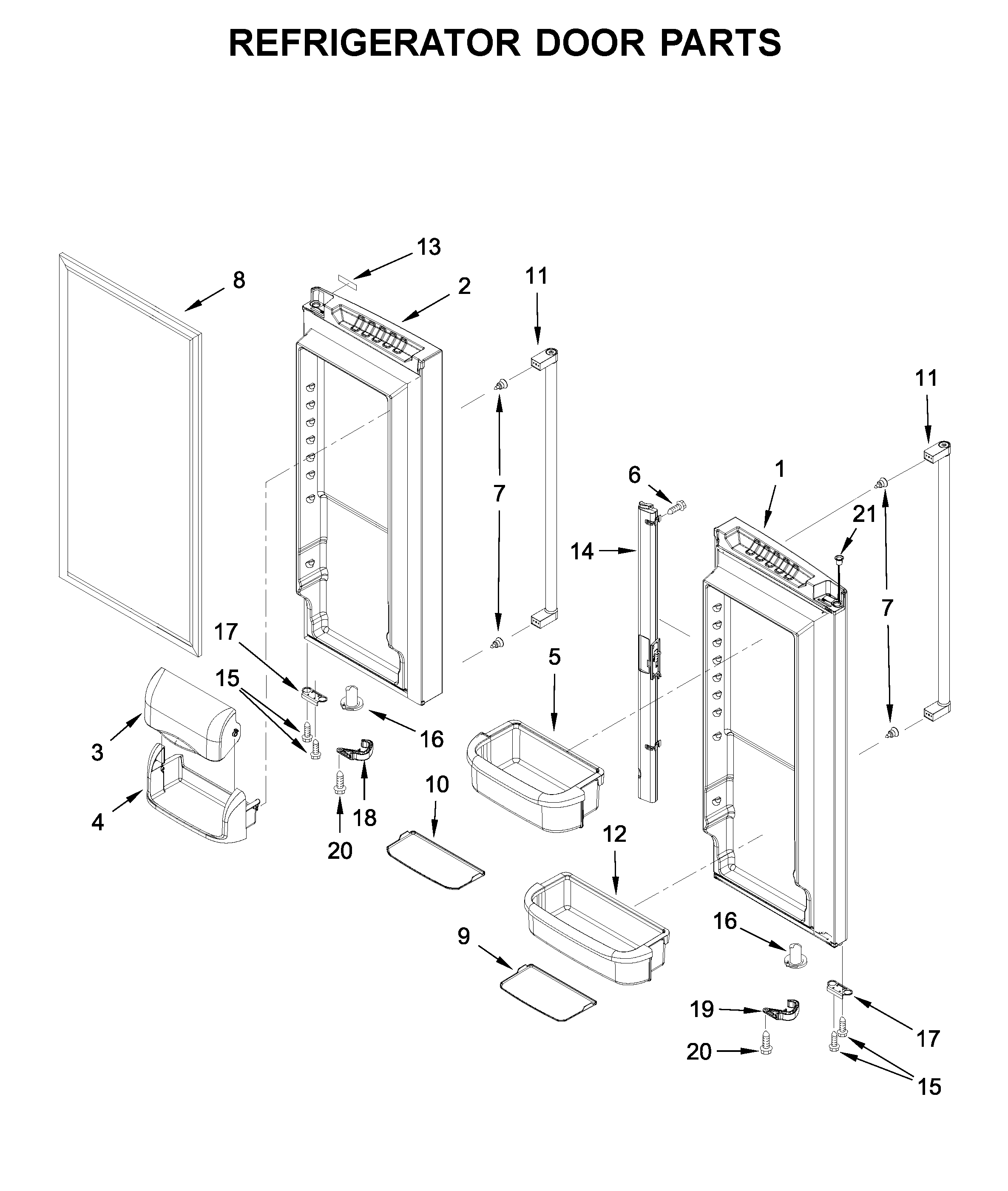 KitchenAid KRFF305EBS01 refrigerator door parts diagram
