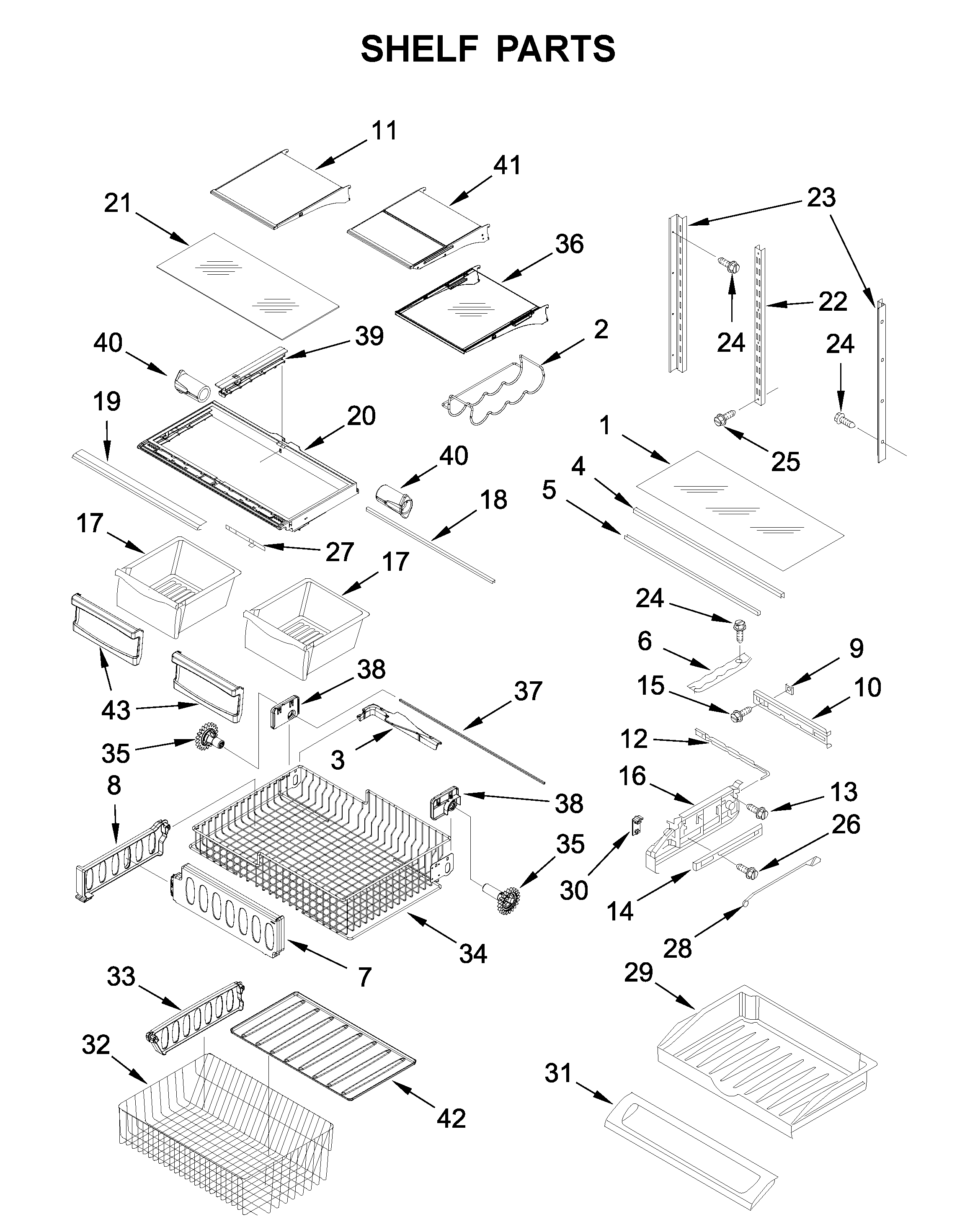 KitchenAid KRFF305EBS01 shelf parts diagram