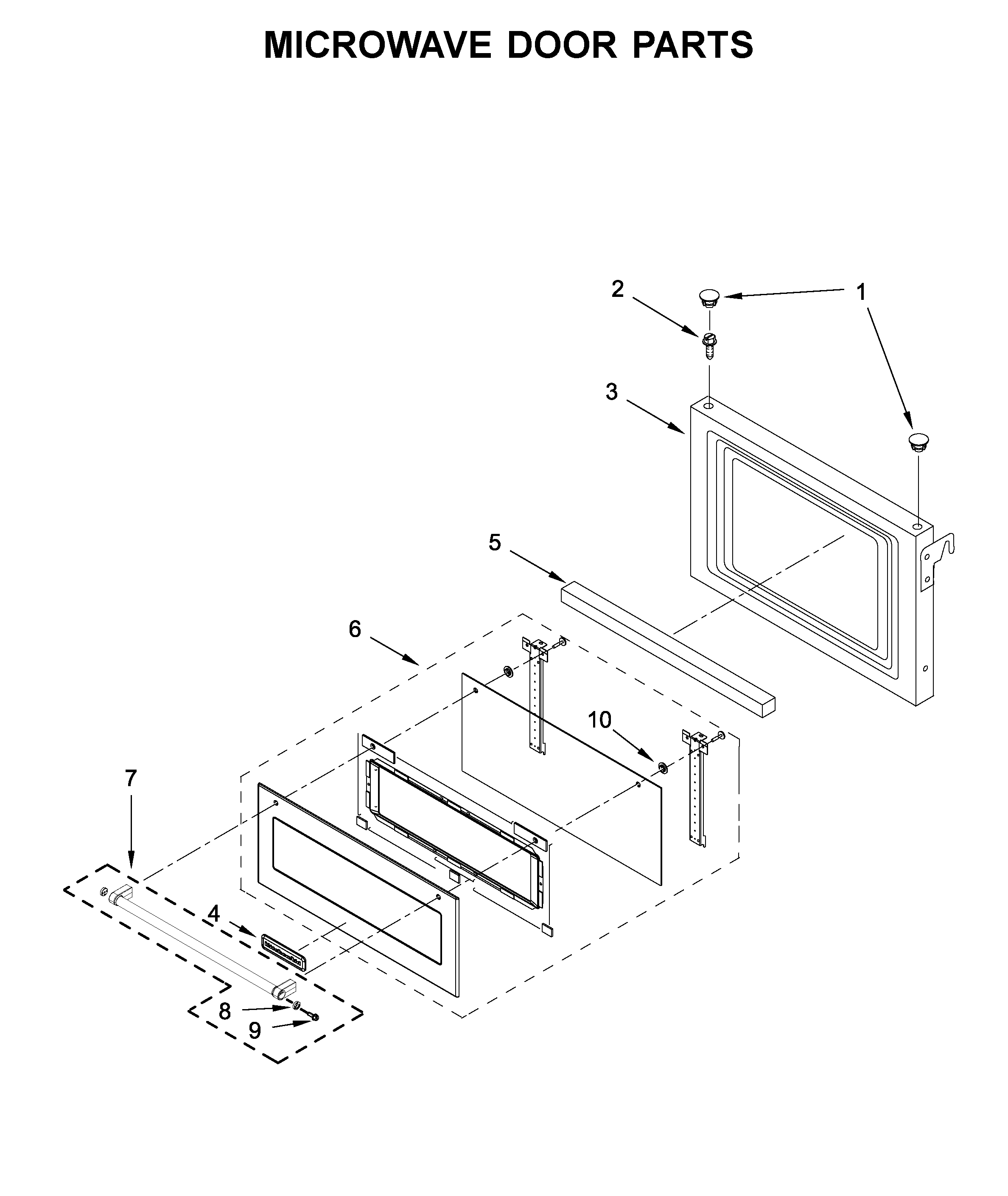 KitchenAid KMBP100ESS02 microwave door parts diagram