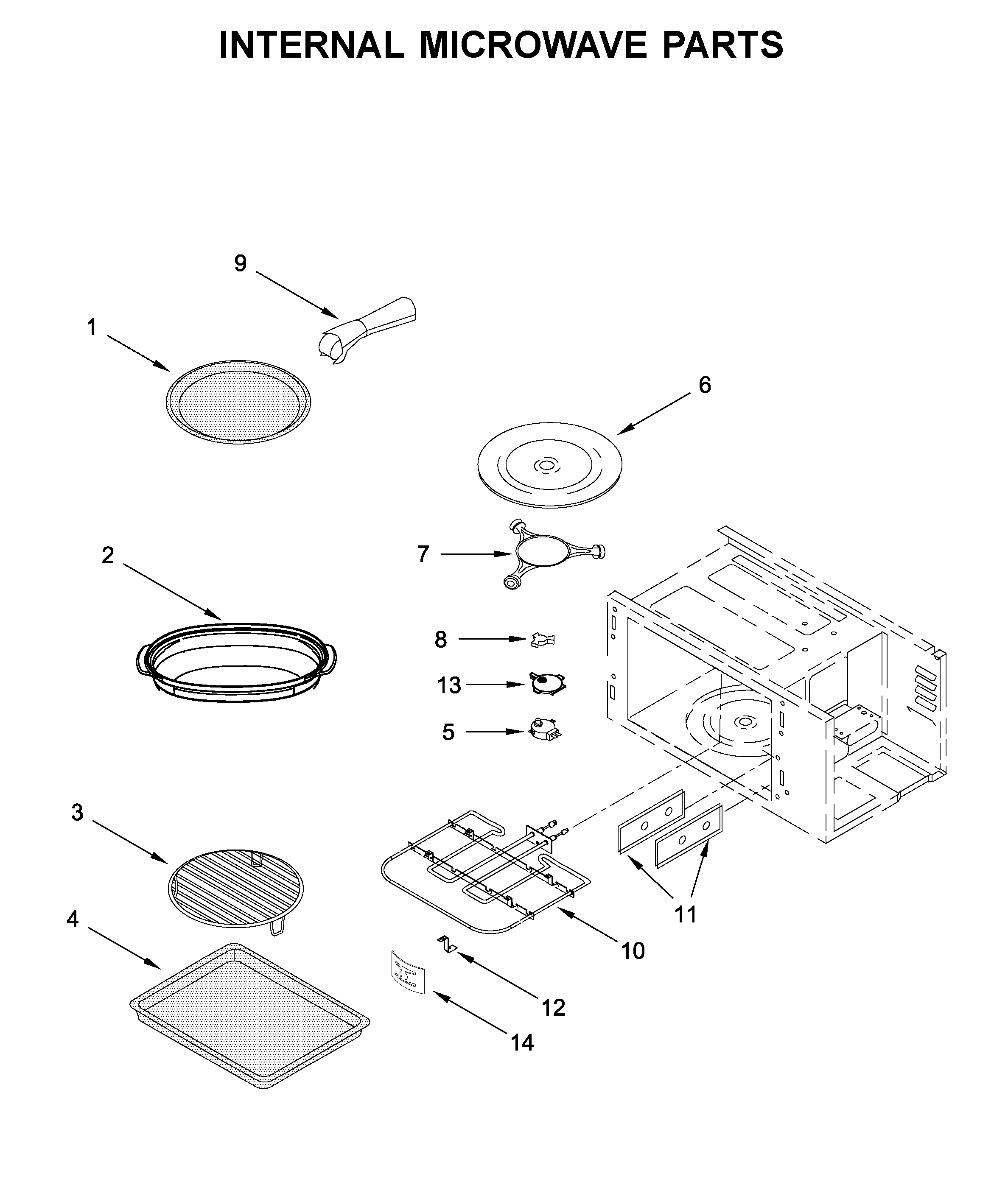 KitchenAid KMBP100ESS02 internal microwave parts diagram