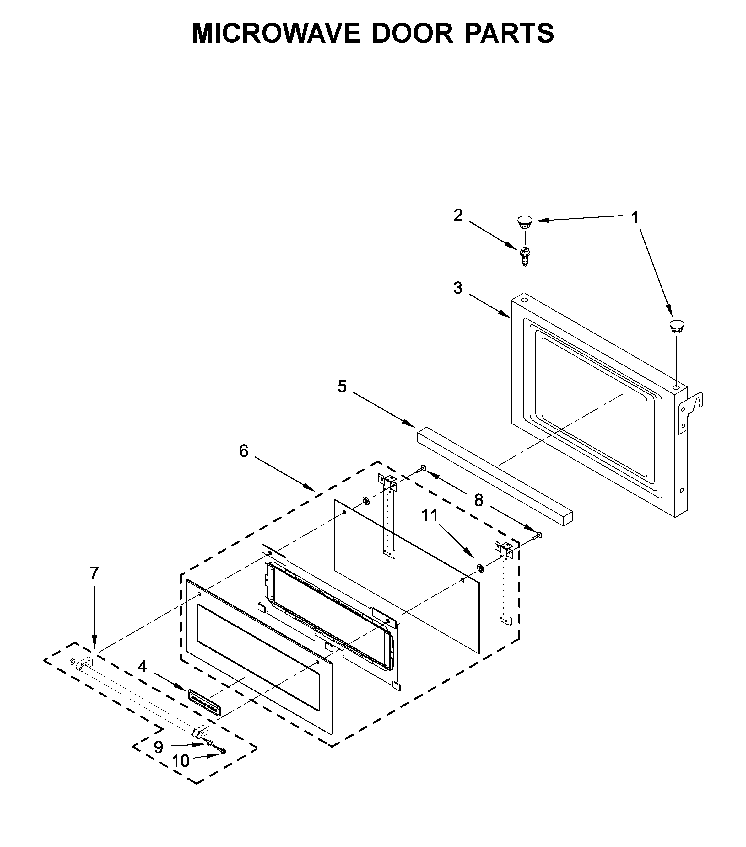 KitchenAid KMBP100EBS02 microwave door parts diagram