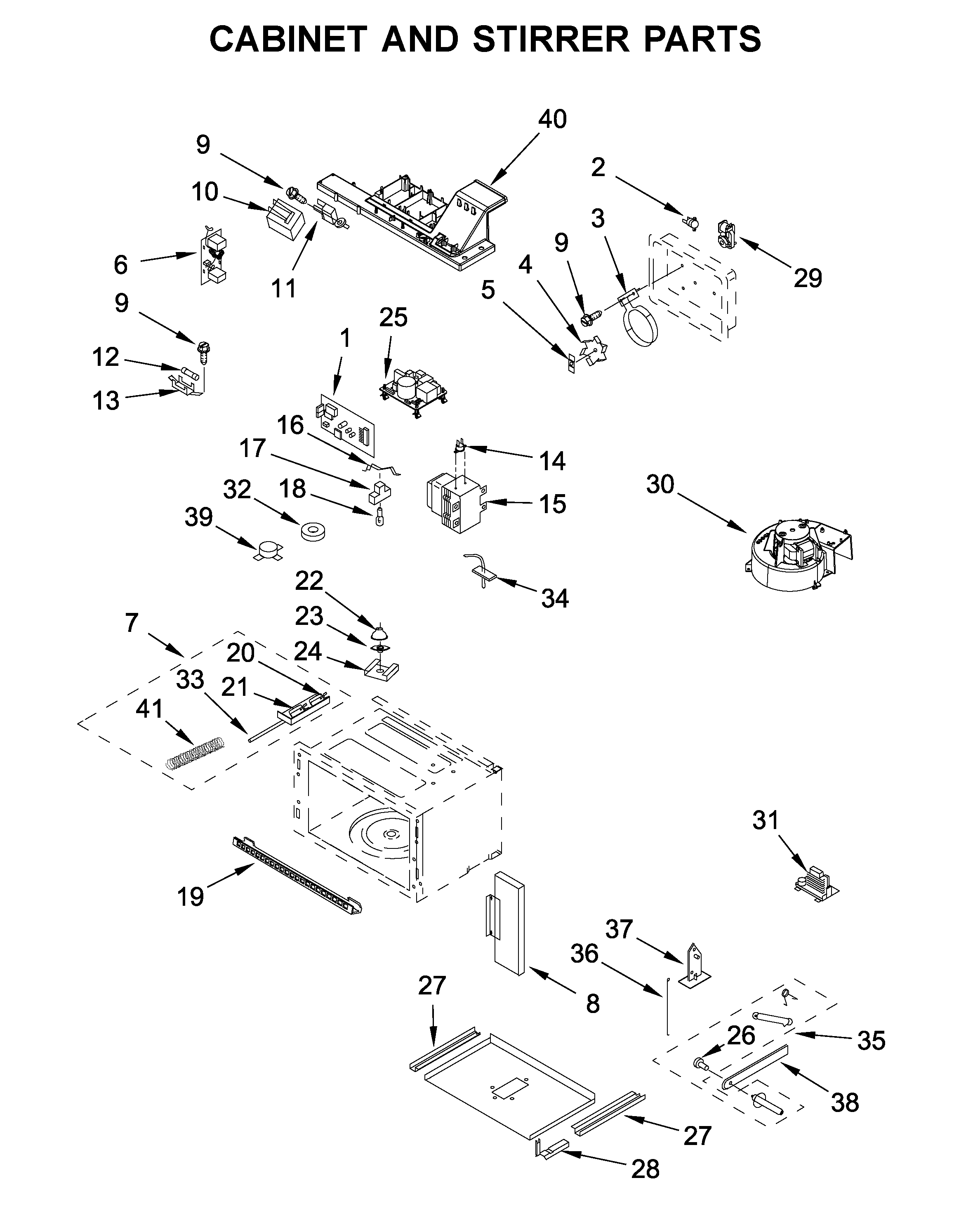 KitchenAid KMBP100EBS02 cabinet and stirrer parts diagram