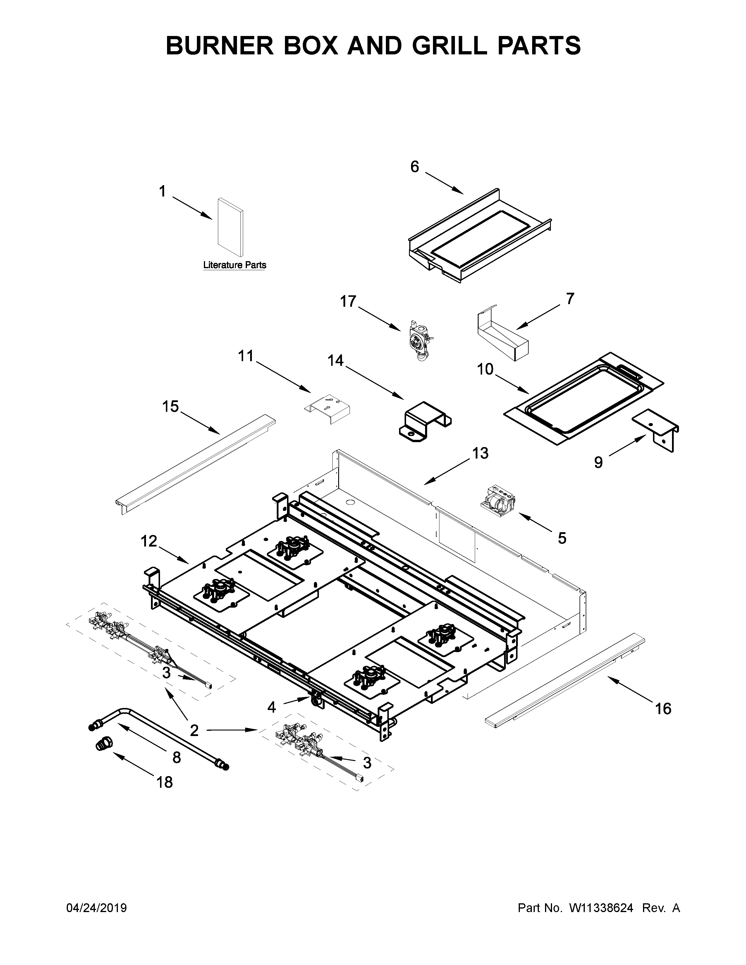 Jenn-Air JGCP636HL00 burner box and grill parts diagram