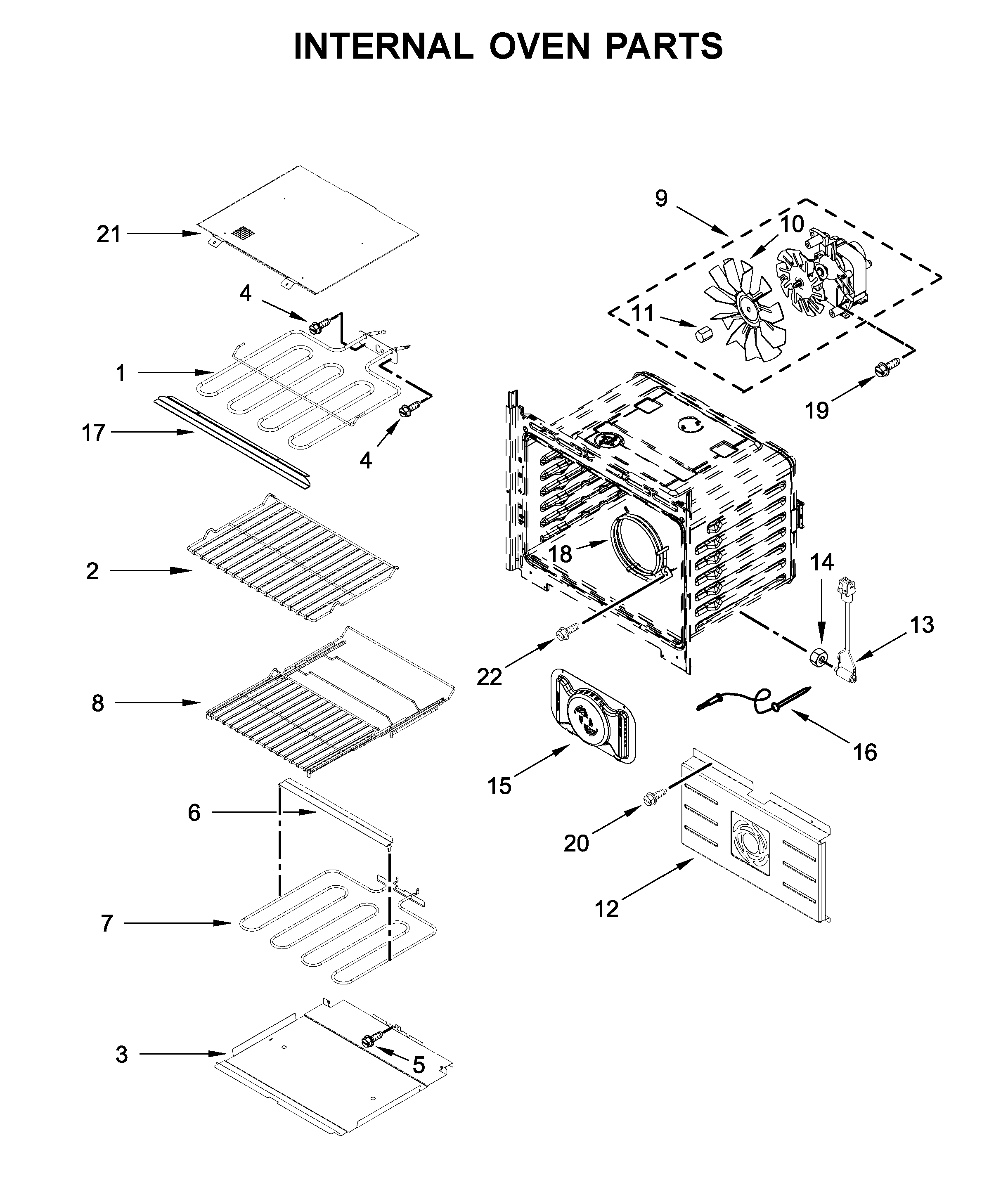 Jenn-Air JMW2427IM01 internal oven parts diagram