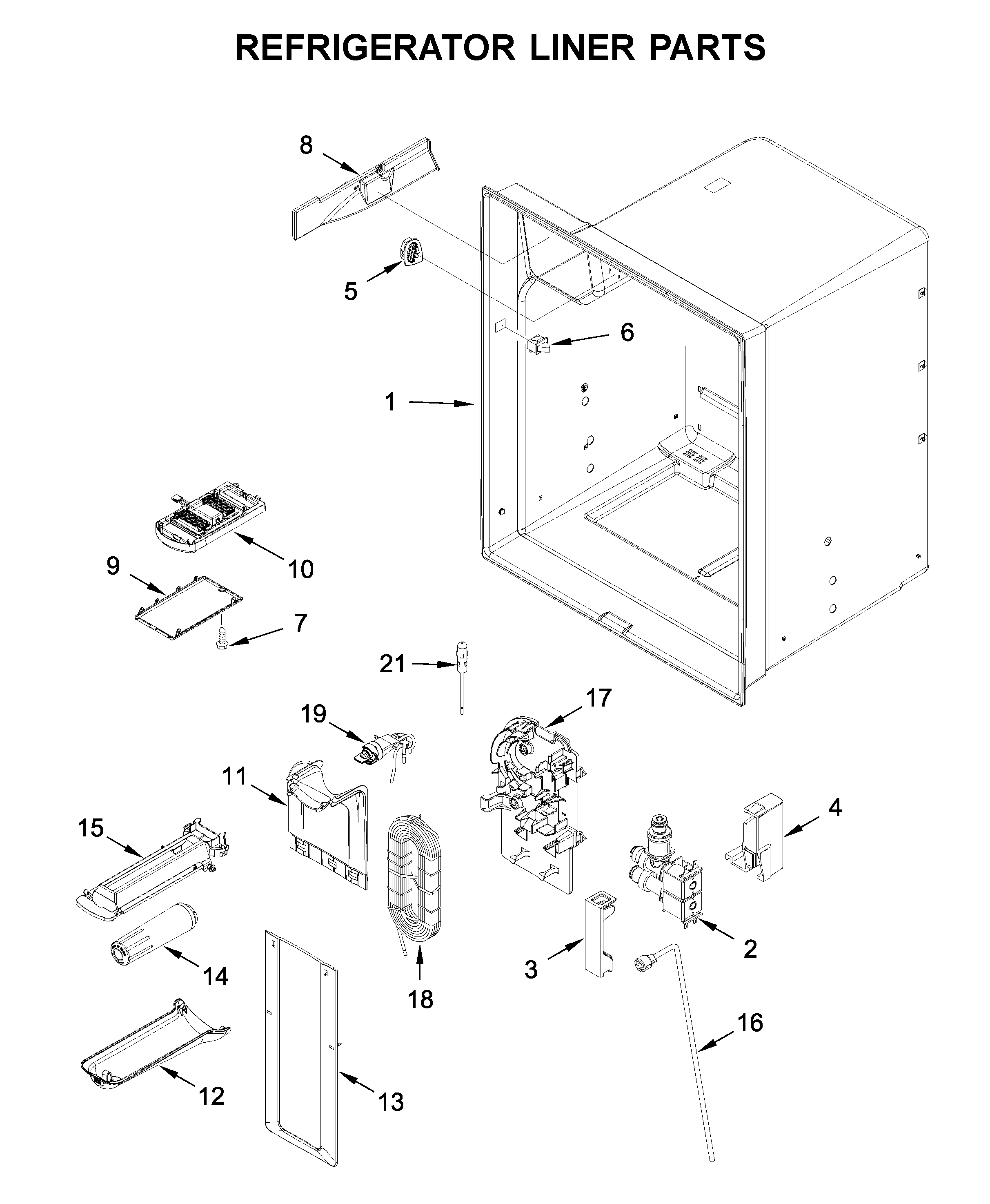 Maytag MFI2570FEW02 refrigerator liner parts diagram