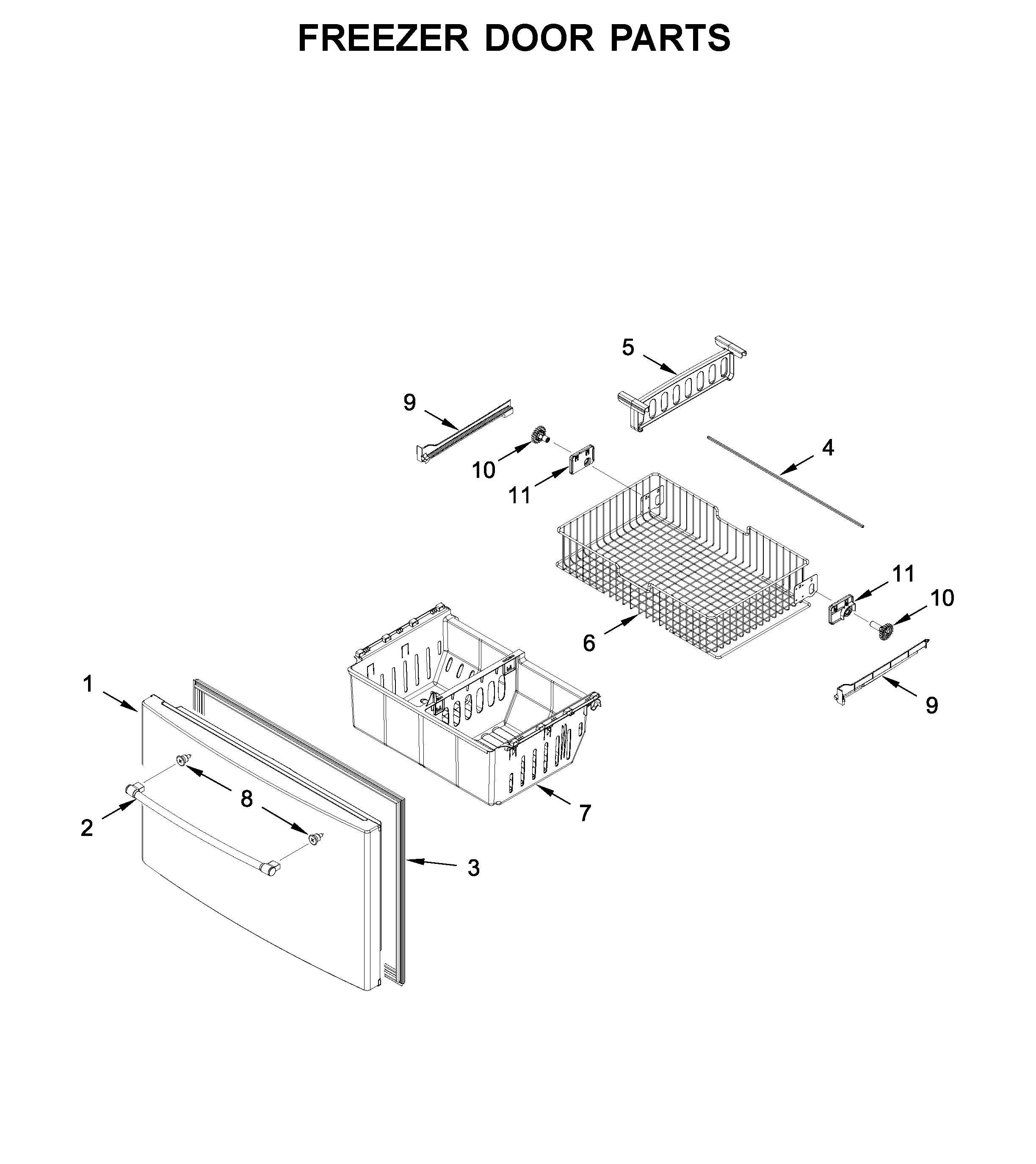 Maytag MFI2570FEW02 freezer door parts diagram