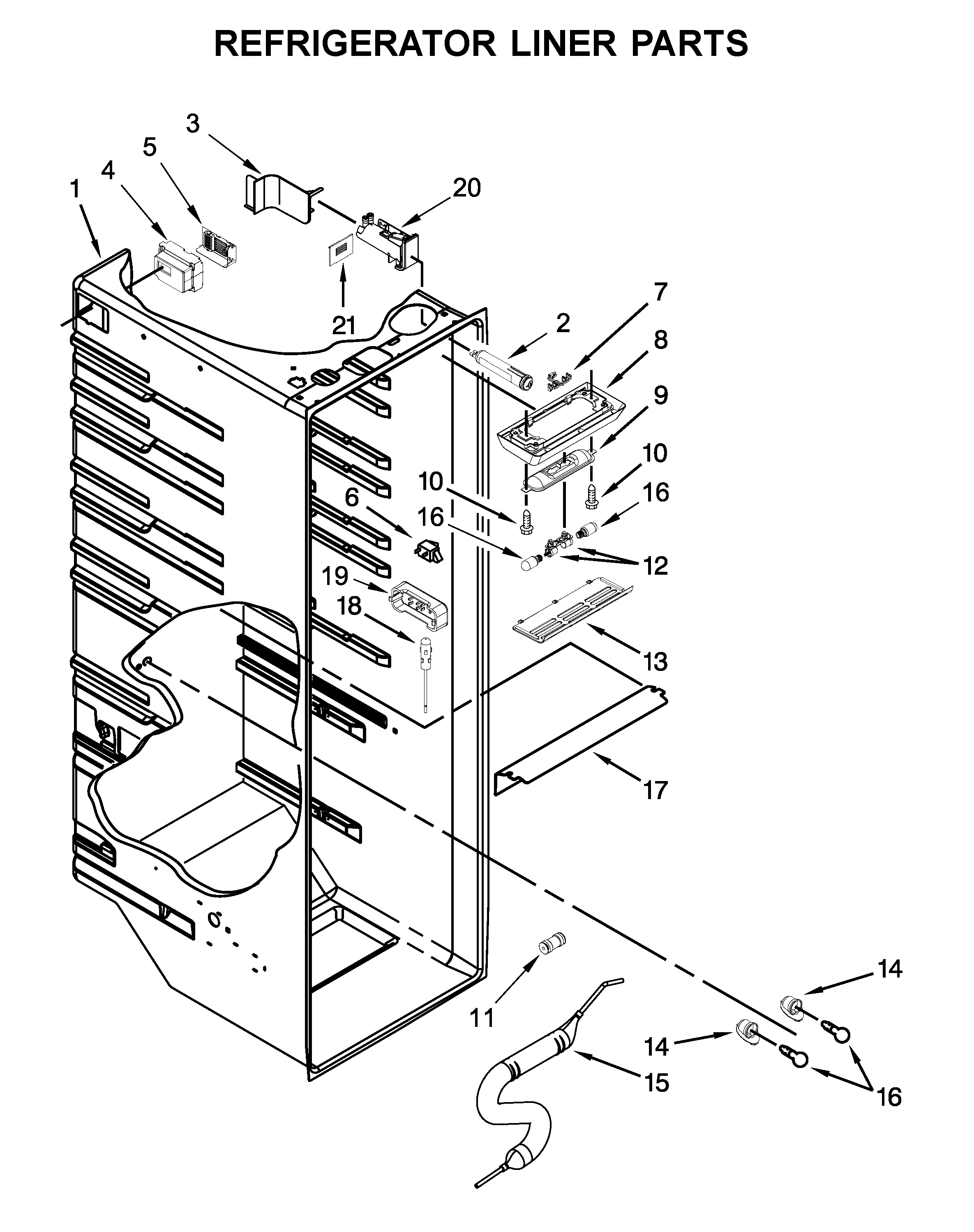 Whirlpool WRS576FIDW01 refrigerator liner parts diagram