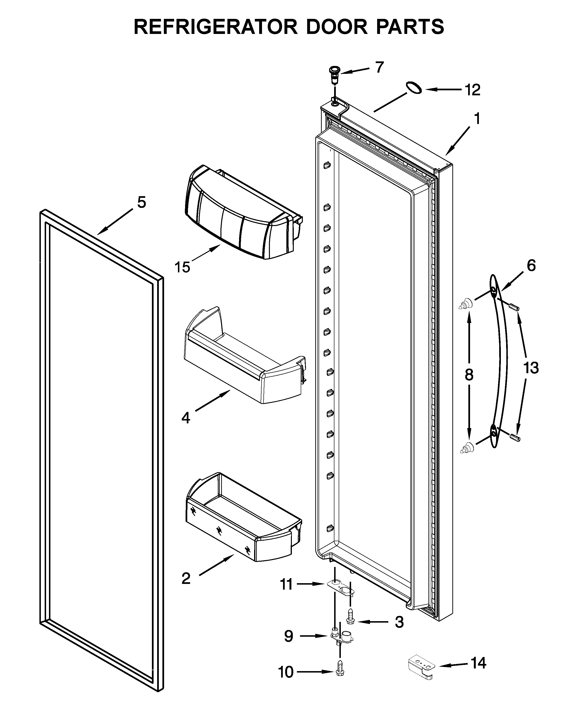 Whirlpool WRS576FIDW01 refrigerator door parts diagram