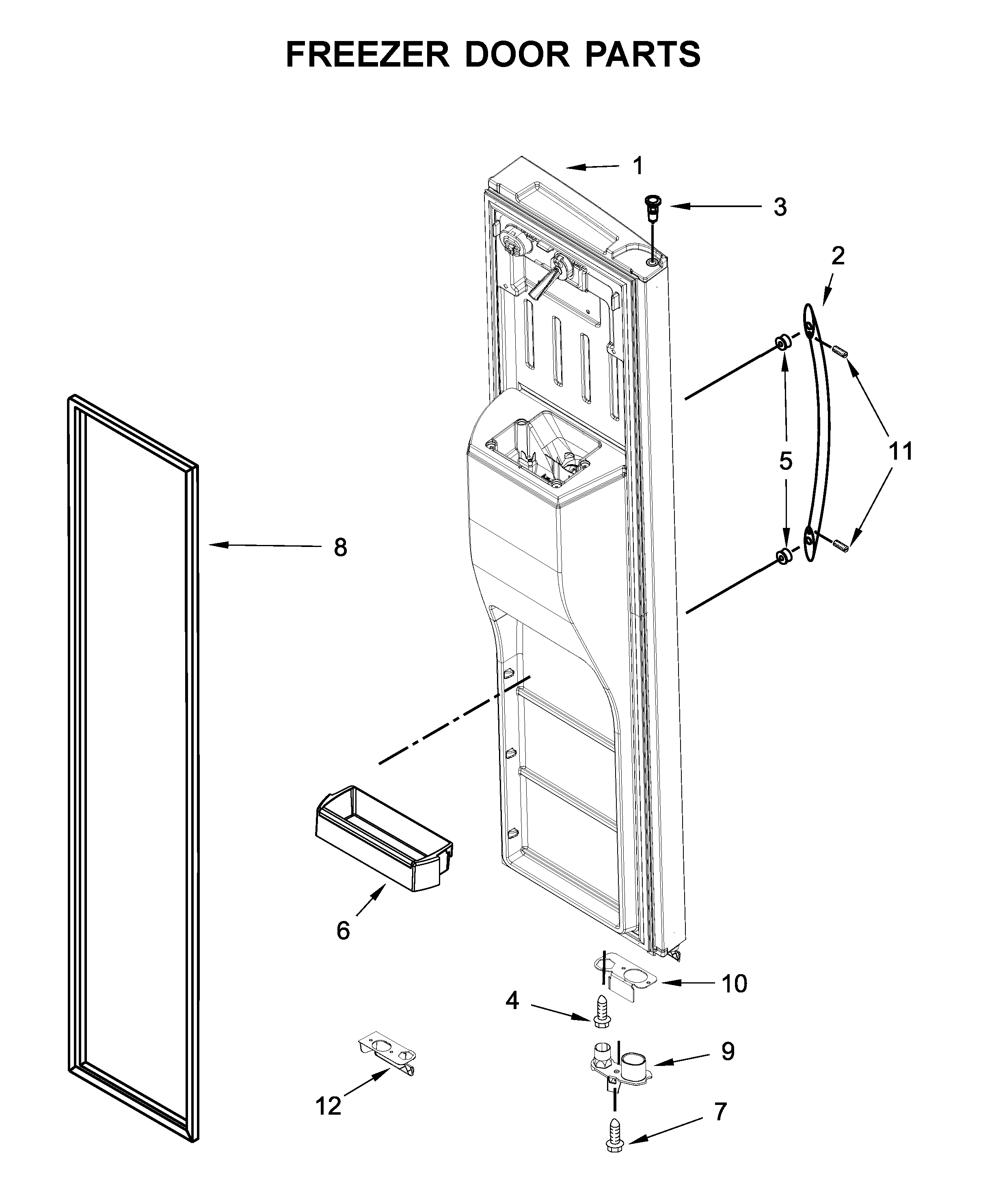 Whirlpool WRS576FIDW01 freezer door parts diagram