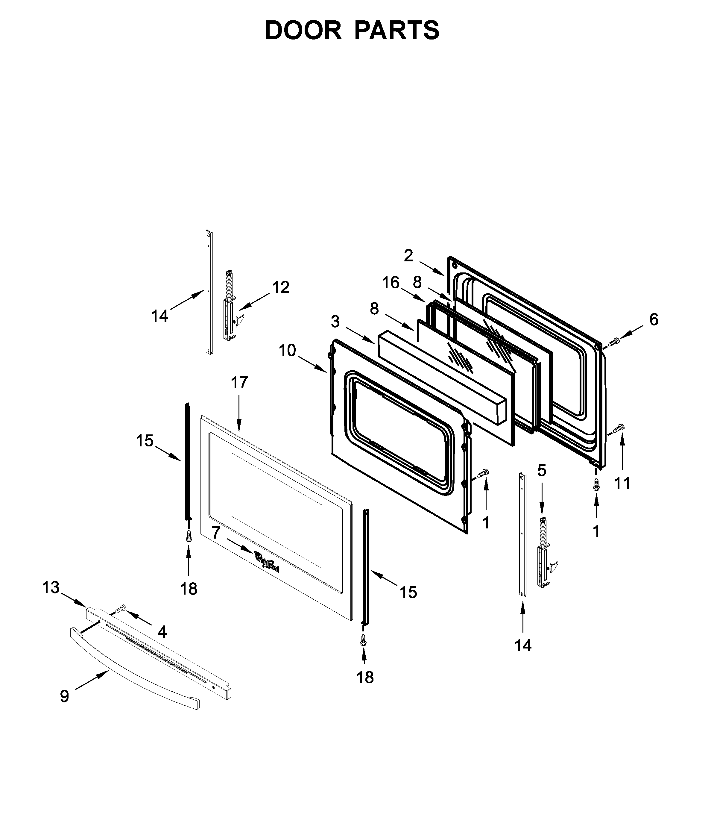 Whirlpool YWEE510S0FV2 door parts diagram