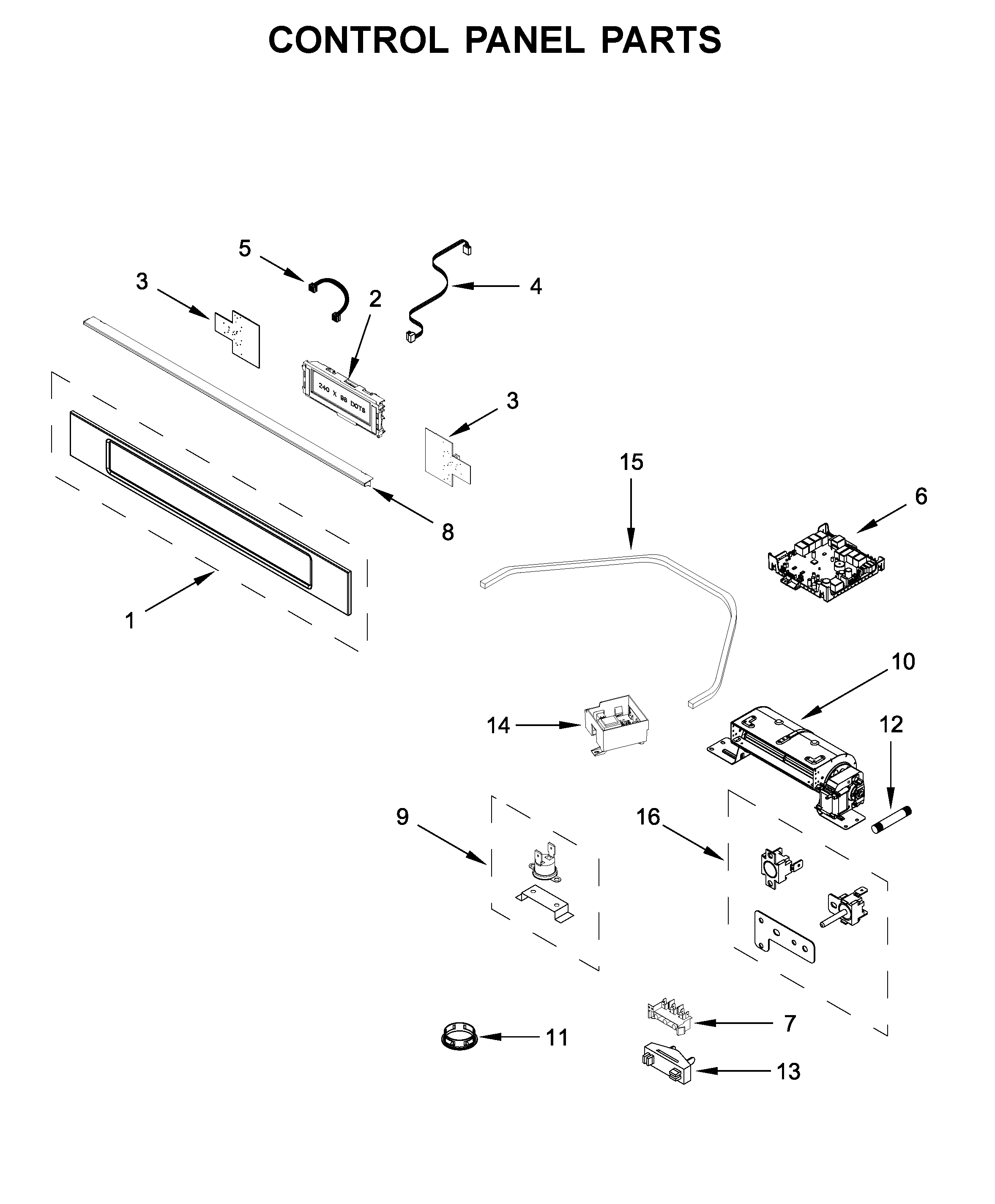 KitchenAid KEBC149BSS1 control panel parts diagram