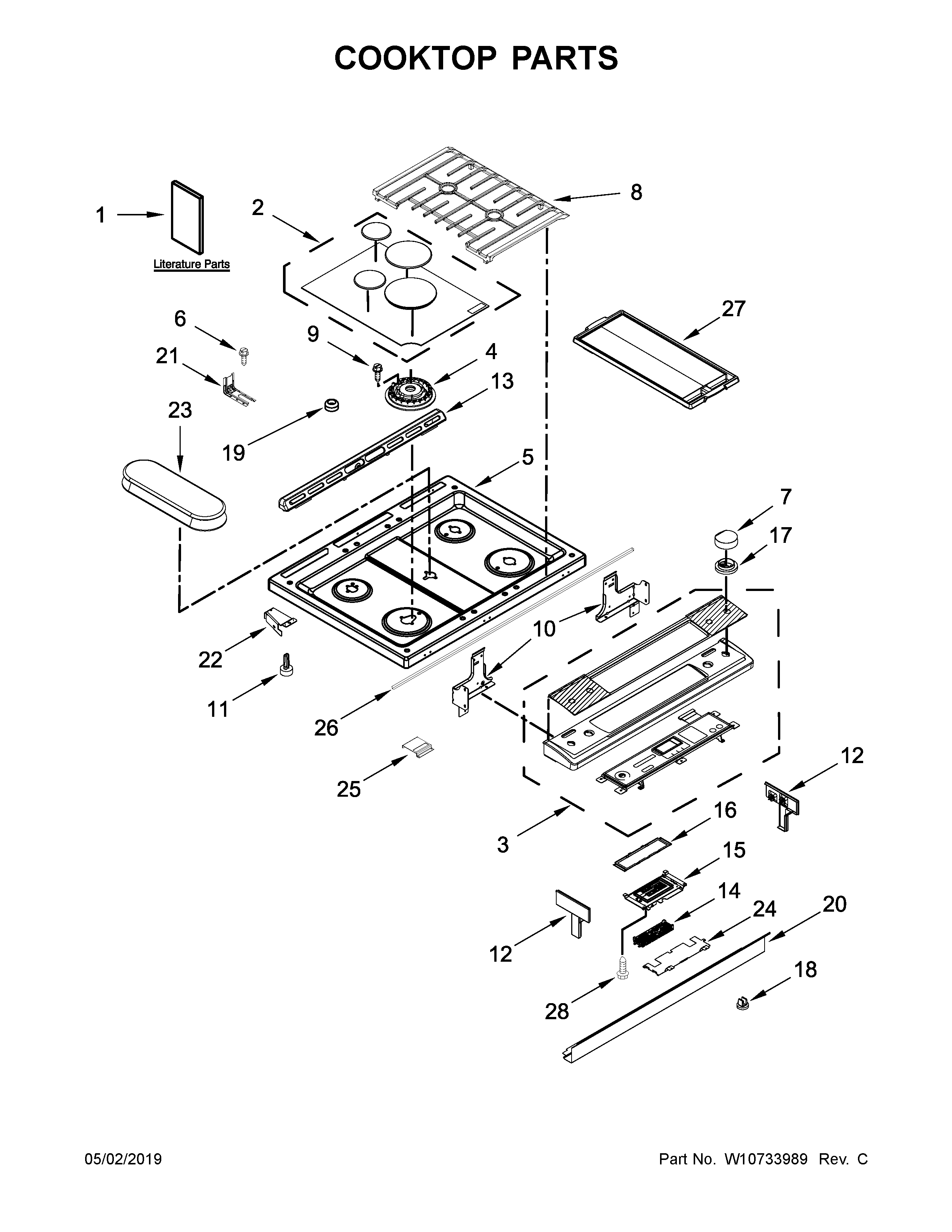 Jenn-Air JGS1450DB0 cooktop parts diagram