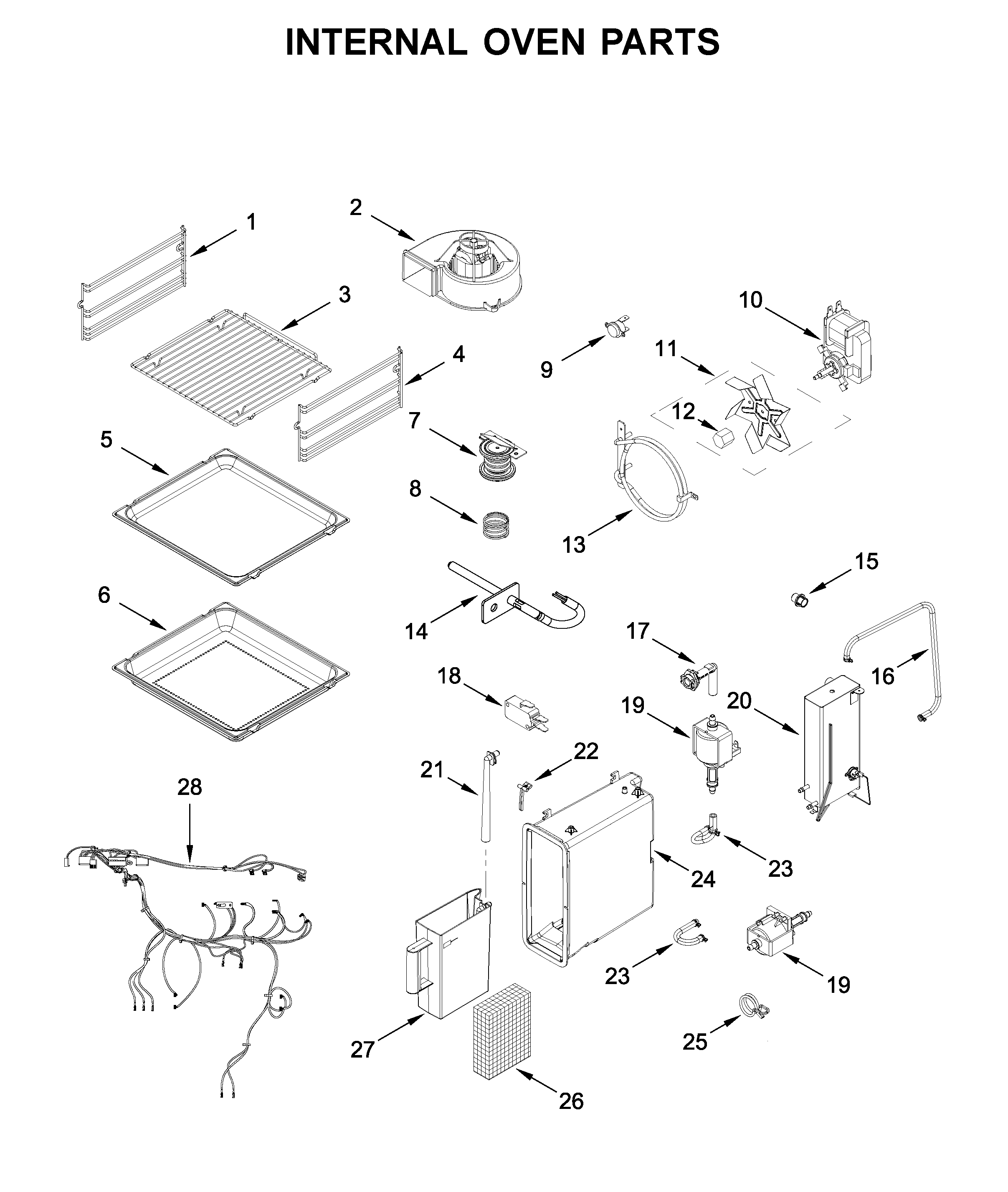 Jenn-Air JJW6024HL0 internal oven parts diagram